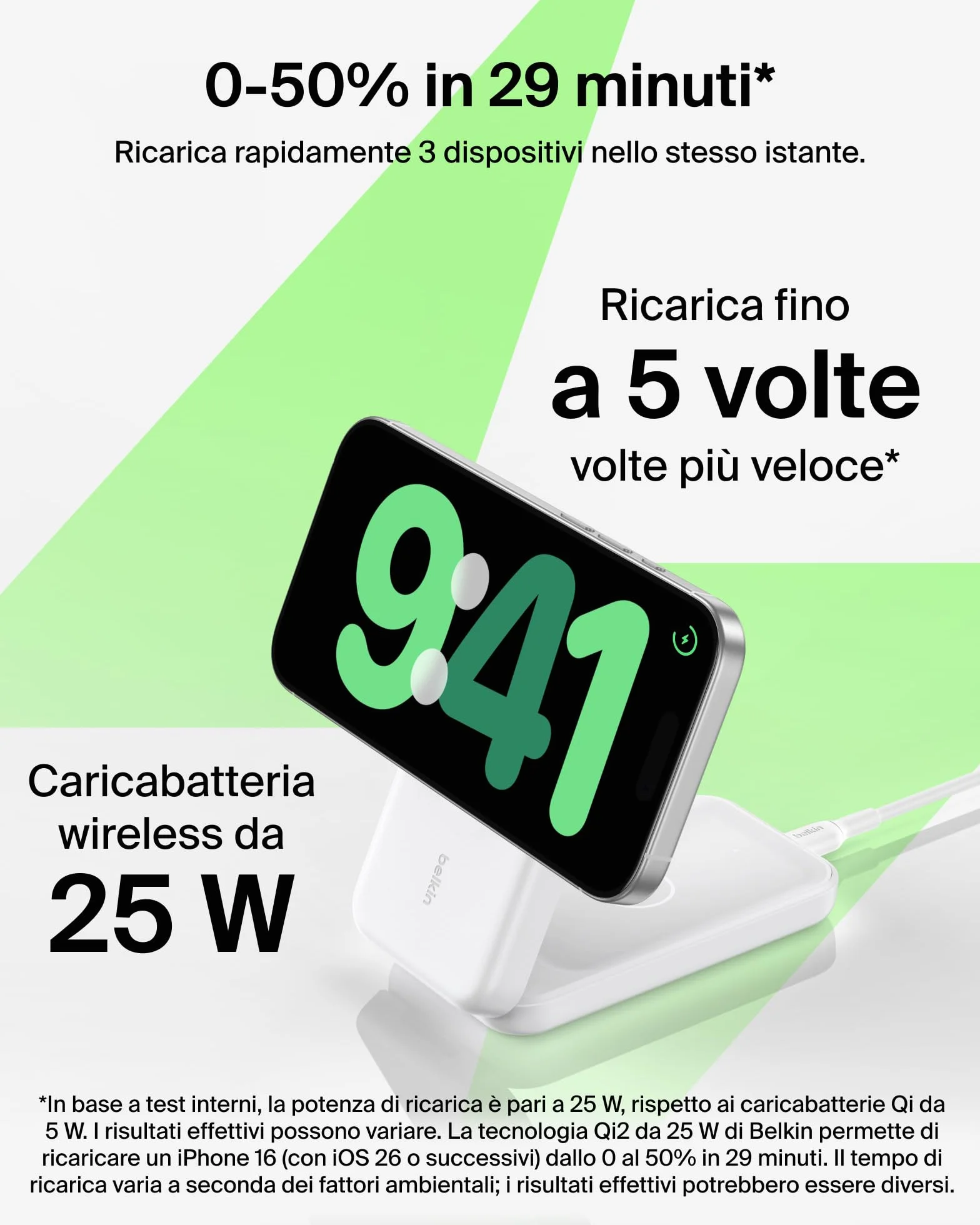 Belkin UltraCharge Caricatore Wireless Magnetico Qi2, Stazione di Ricarica 3 in 1 25W, Caricatore Compatibile con MagSafe per iPhone 16, Apple Watch, AirPods, Pixelsnap con Adattatore 45W, Bianco