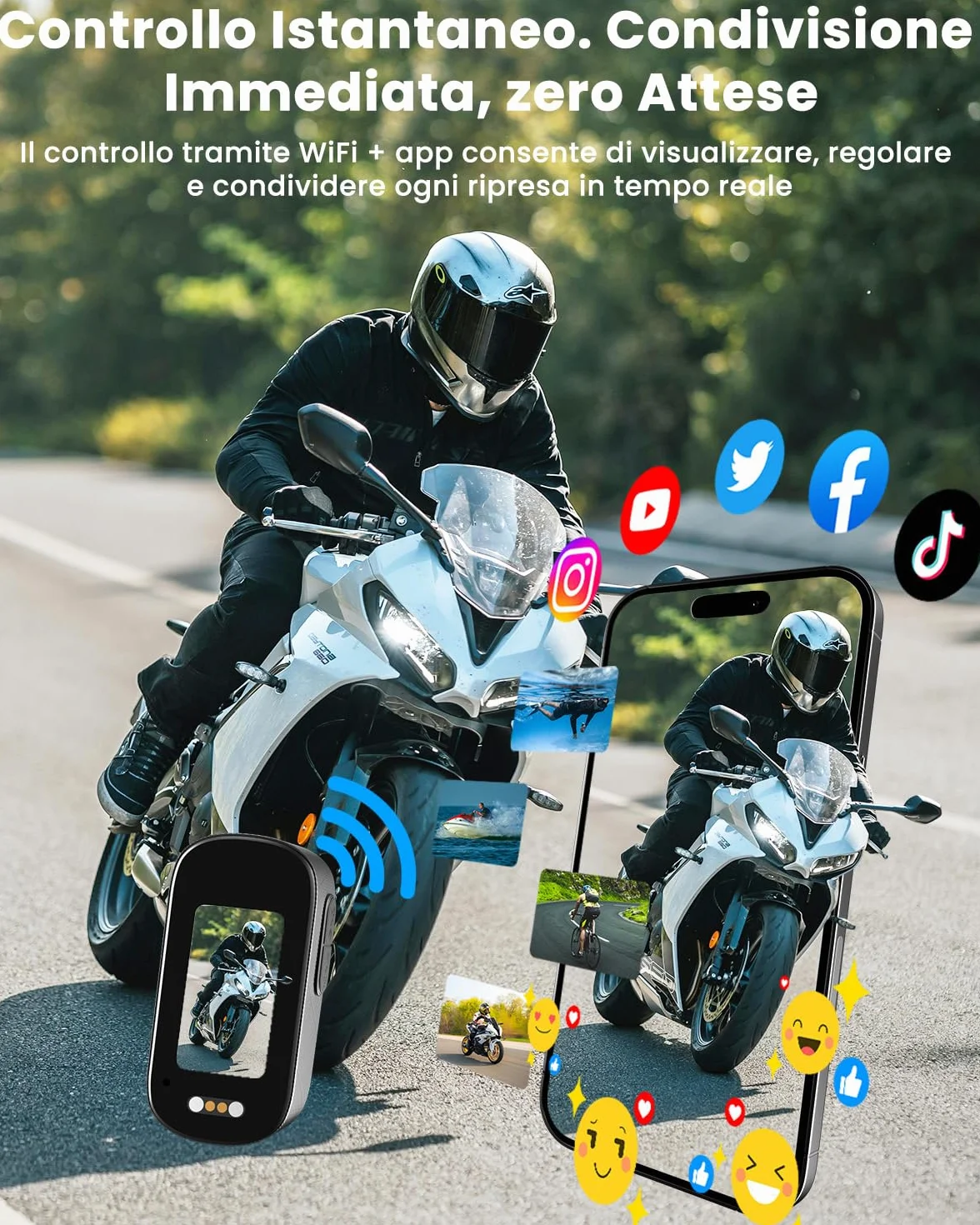 Action Cam, Body Cam 4K 64 GB, Mini Action Cam, Telecamera Moto con Batteria da 1200 mAh(240min), Mini Camera Impermeabile IP65, Compatta Telecamera per Moto Vlogging