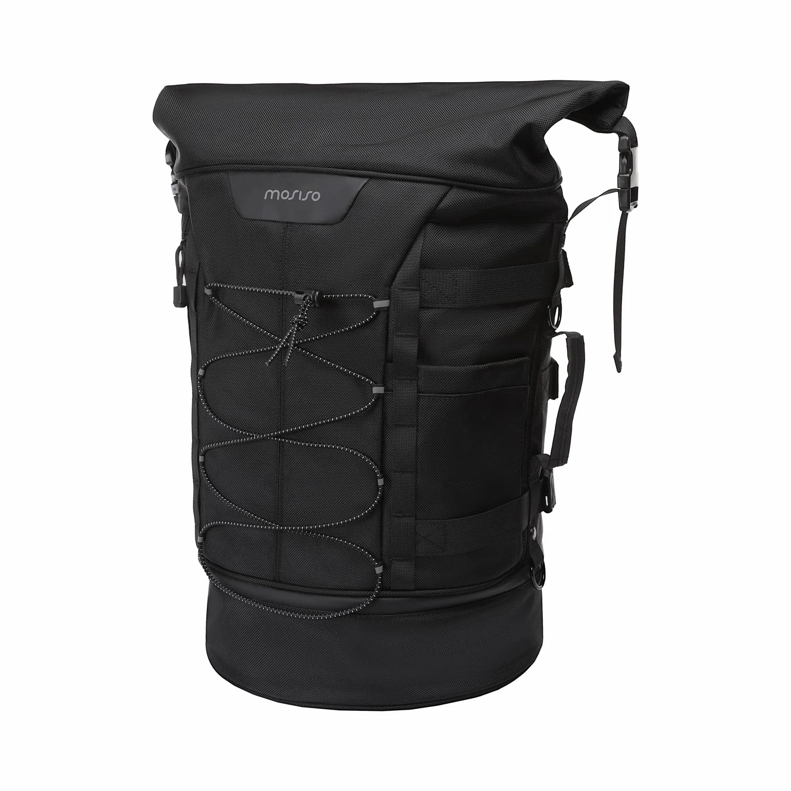 MOSISO Borsa Moto Schienale Sissy Bar da Viaggio Marsupio per Grande Capacita Espandibile 30L-48L, Borsa Posteriore Moto con Copertura Antipioggia e Tracolla, Nero