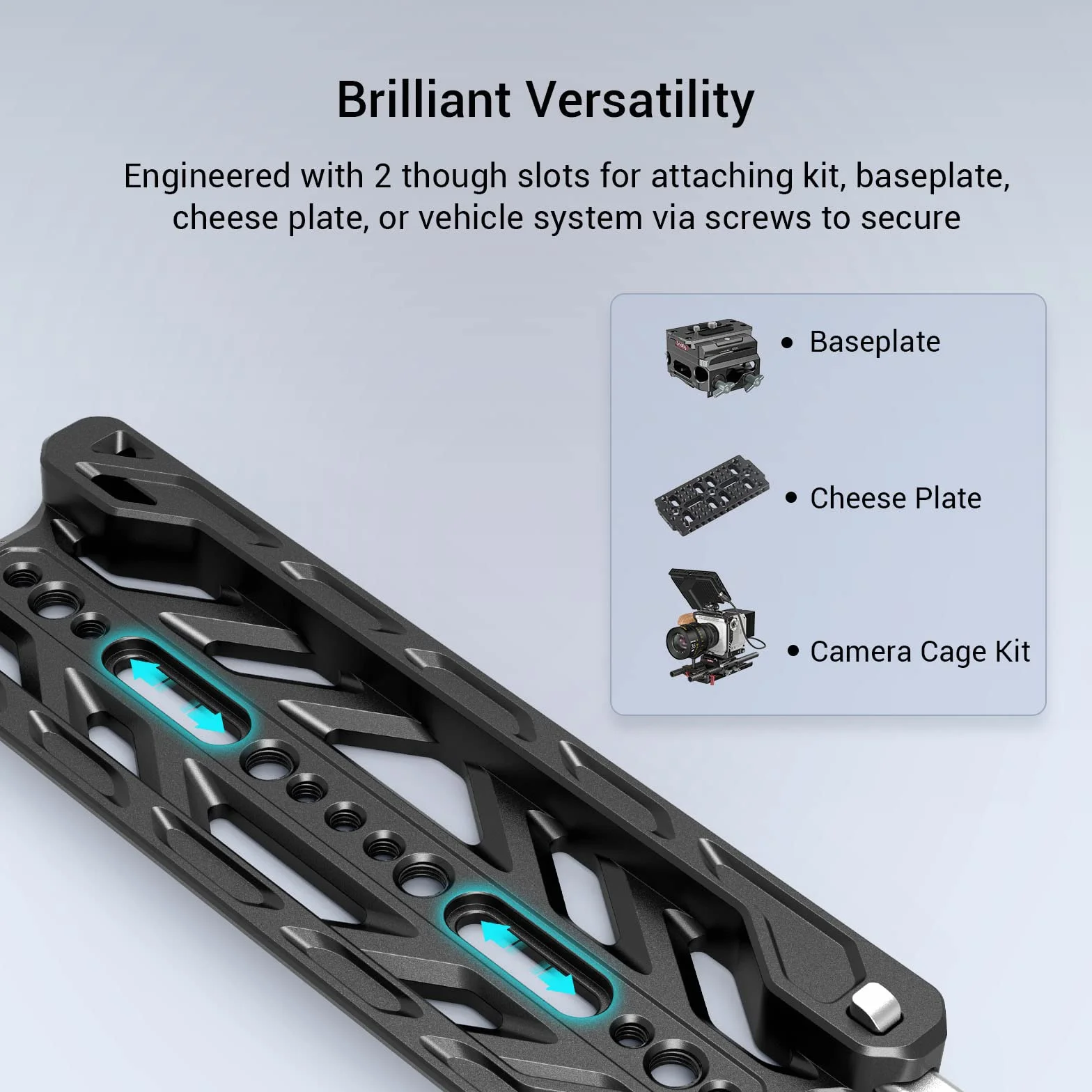 SMALLRIG Piastra a Coda di Rondine Leggera da 8" per ARRI Standard con Carico Massimo 20 kg, con Design di Sicurezza per Kit di Fissaggio, Piastra di Base, Piatto di Formaggio o Veicolo - 3770