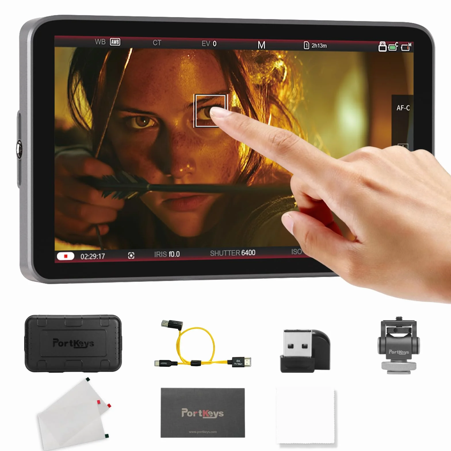 Portkeys LH7C Monitor da Campo 7" con Controllo Fotocamera Monitor Esterno HDMI 4K Touch Focus 1000 Nits Output 3D LUT, Cavi controllo e HDMI inclusi, Compatibile con A7S III, FX3, A7 IV, A1