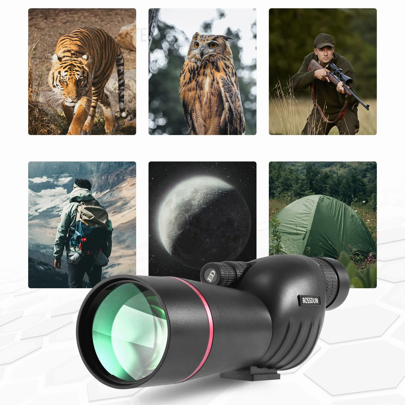 Cannocchiale, Telescopio Ultra HD 25-75X60, doppia messa a fuoco ED, impermeabile Cannocchiale FMC Lens-BAK4 Prism con custodia per il trasporto Treppiede per il tiro al bersaglio Caccia Bird Watching