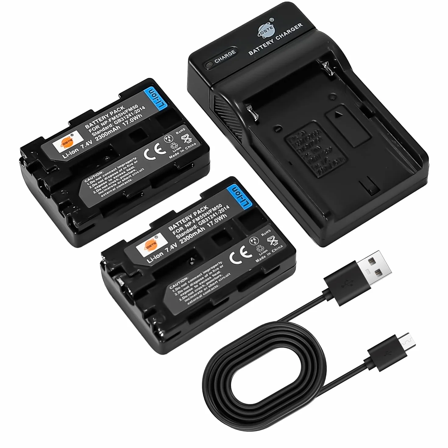 DSTE NP-FM50 NP-FM30 Batteria (2 pezzi) e Caricatore Compatibile con Sony NP-FM30, CCD-TRV126 CCD-TRV128 CCD-TRV138 CCD-TRV208 CCD-TRV218 CCD-TRV228 CCD-TRV238