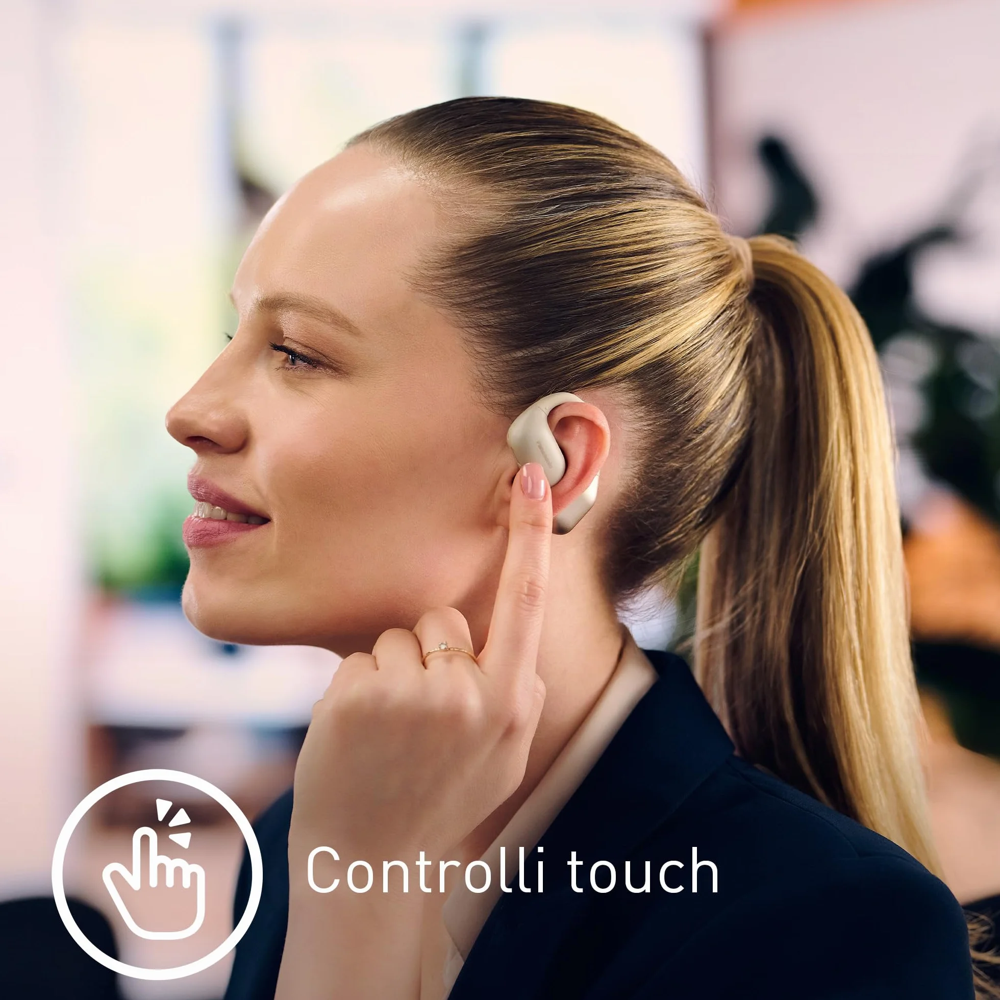 Panasonic RB-F10DE-C Cuffie Wireless Open-Ear, Auricolari wireless Sport Bluetooth con Microfono ENC, 25H di Autonomia, Bluetooth 5.4, IPX4, Controlli Touch, Beige