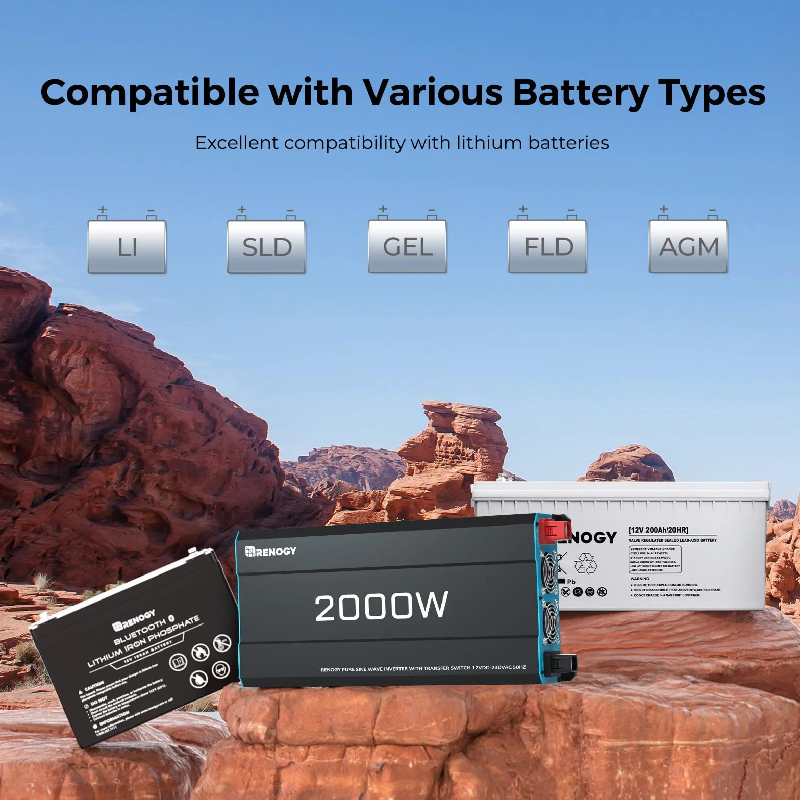 Renogy 2000W/4000W Power Inverter 12v 220v Onda Pura, DC 12V in AC 220V con 2 EU Presa & Telecomando trasformatore per Camper, Camion, Roulotte, Pannelli Solari, Picco 4000W