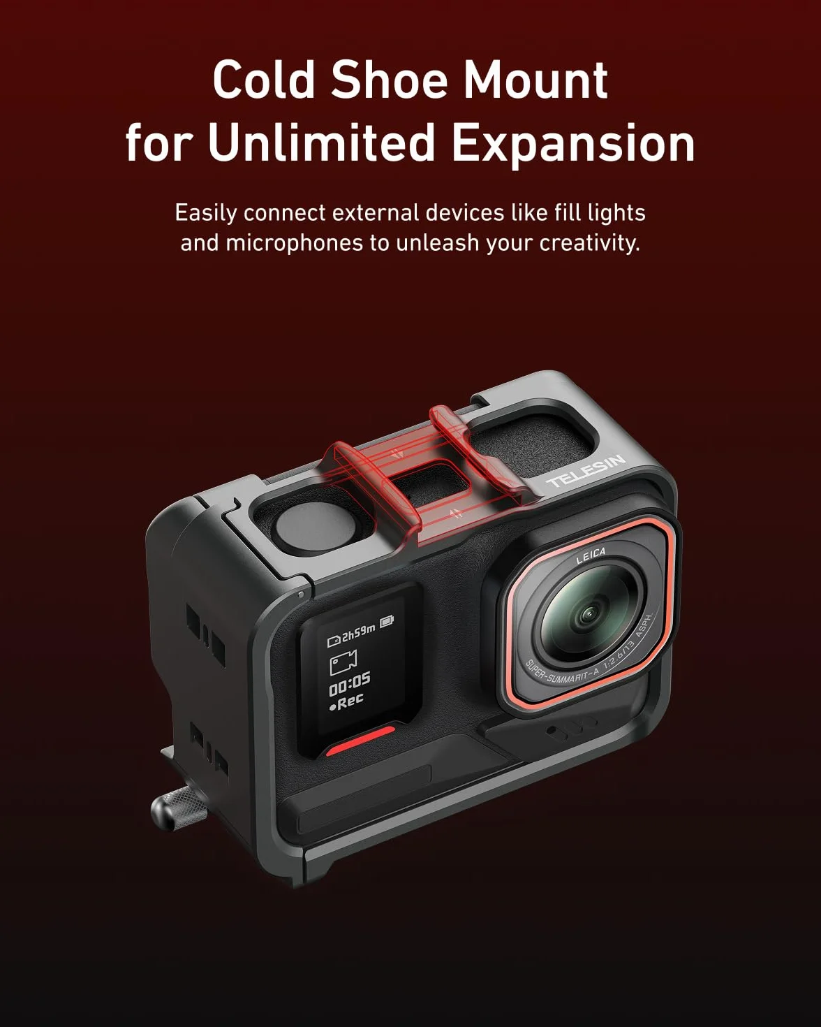 TELESIN Custodia protettiva in lega di alluminio per Insta 360 Ace Pro2/Ace Pro/Ace, custodia protettiva in metallo a sgancio rapido con vite da 1/4 di pollice e slitta per accessori