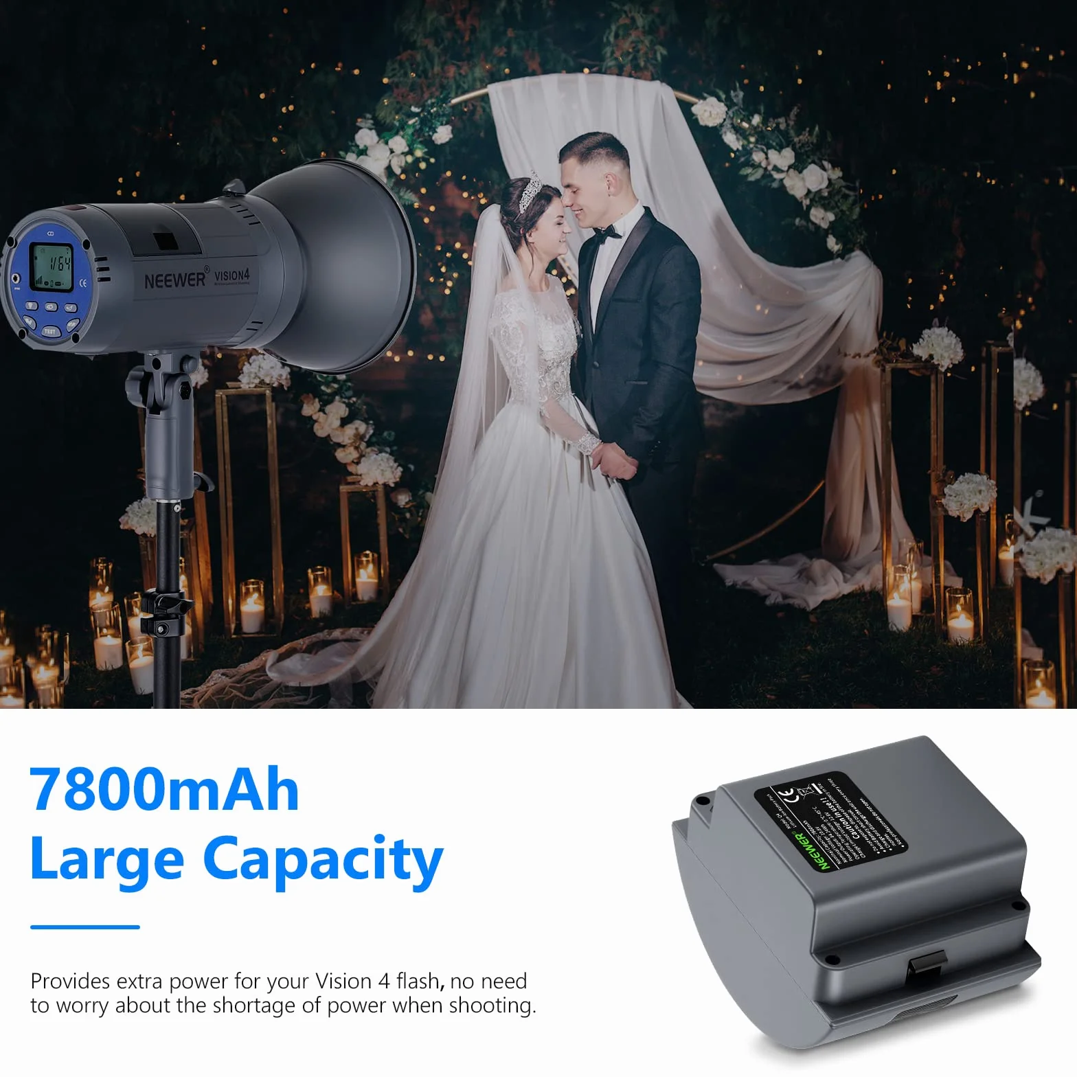 Neewer Batteria Ricaricabile agli Ioni di Litio ad Alta Capacità di Ricambio per Flash VISION 4, ML300 Flash Strobo da Studio per Esterni