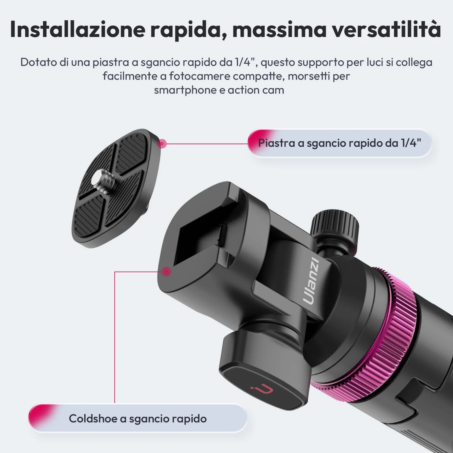 ULANZI MT-89 stativo fotografico compatto da 208,3 cm con vite da 1/4" a sgancio rapido, capacità di carico 1kg, treppiede estensibile regolabile in alluminio, con testa a sfera a 360°