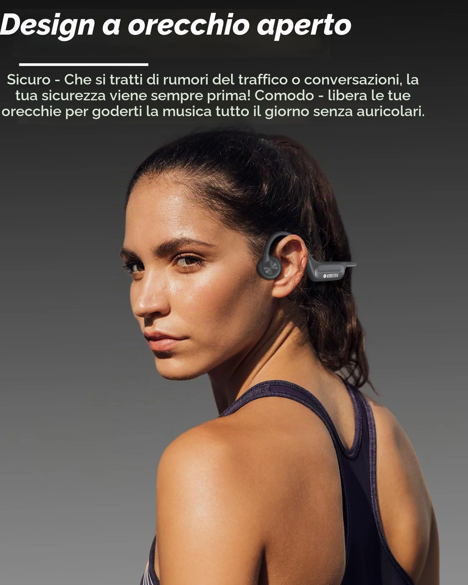 Voistek Cuffie Conduzione Ossea, IP68 Impermeabili Subacquee per Piscina e Nuoto, Bluetooth 5.4 con Lettore MP3 Built-in 32G Memoria, Auricolari Sportive per Surf, Corsa, Ciclismo
