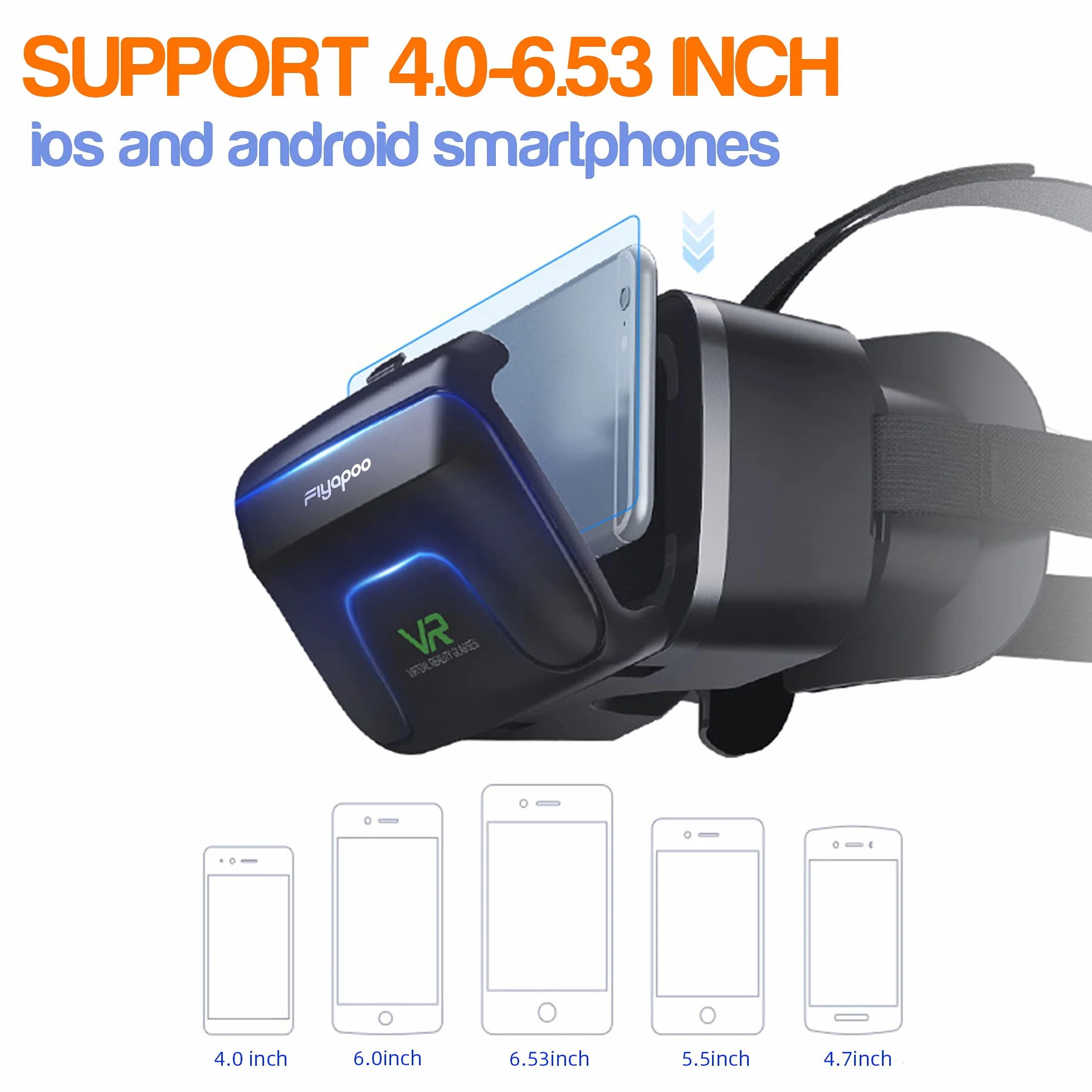 Occhiali VR 3D per Smartphone, 3D Visore Realtà Virtuale, HD VR per Film & Giochi, Compatibile con la Maggior parte degli Smartphone (4,7-6,7 Pollici). Regalo di Natale Perfetto.