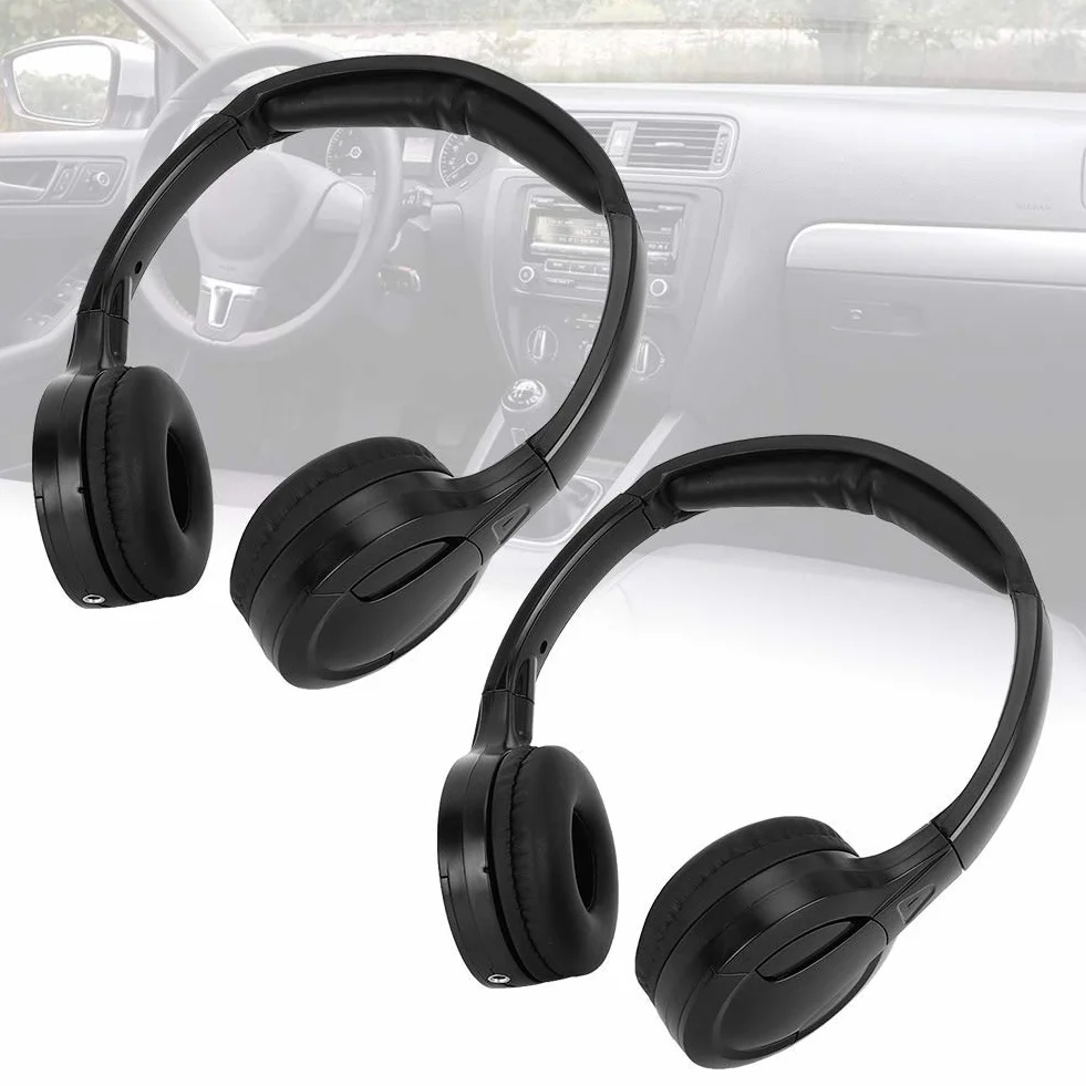 Tbest Cuffie pieghevoli per cuffie a infrarossi a 2 canali senza fili, Cuffie senza fili a infrarossi Cuffie o stereo per cuffie a infrarossi per poggiatesta per auto DVD