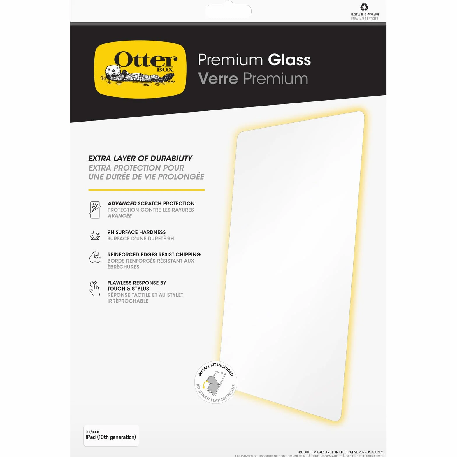 OtterBox Pellicola Protettiva in Vetro Temeperato Premium per iPad 10.ª gen 2022, 11.ª gen 2025 (A16), Protezione a rotture e graffi avanzata con trattamento antimicrobico, Senza Retail Package
