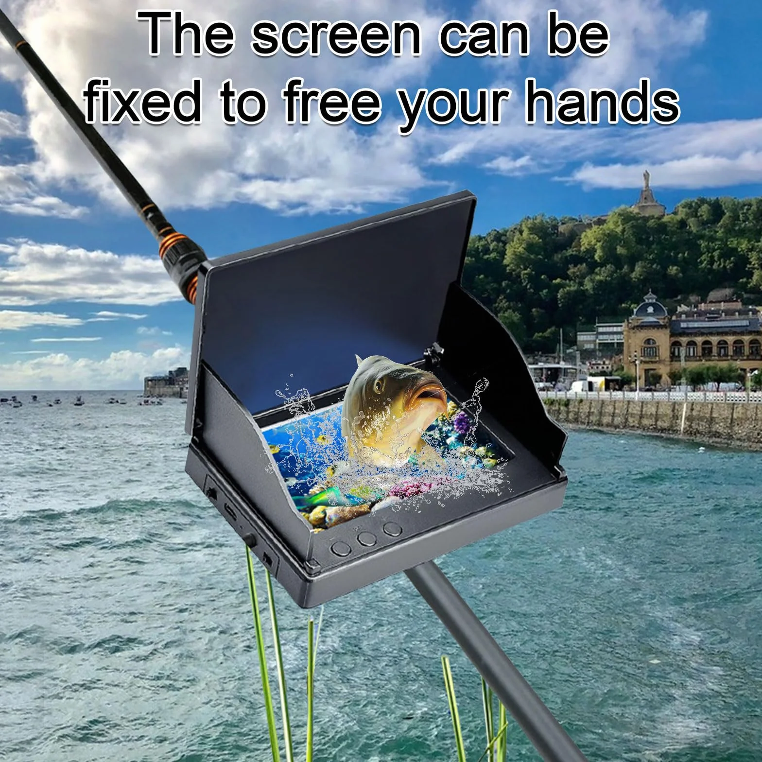 Telecamera per pesca subacquea, batteria da 5000 mAh con schermo da 4,3 pollici, 1080p HD visibile Fish Finder con 6 LED IR luci a infrarossi e cavo da 30 m per pesca su ghiaccio, fiume e