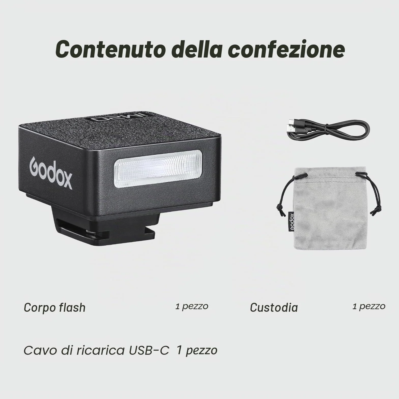 GODOX iM20 - Mini flash per fotocamera, 5 livelli di potenza, 6000 K ± 200 K 440 Flash Full-Power Godox im20 Mini Flash per Canon Sony Nikon Fuji Olympus