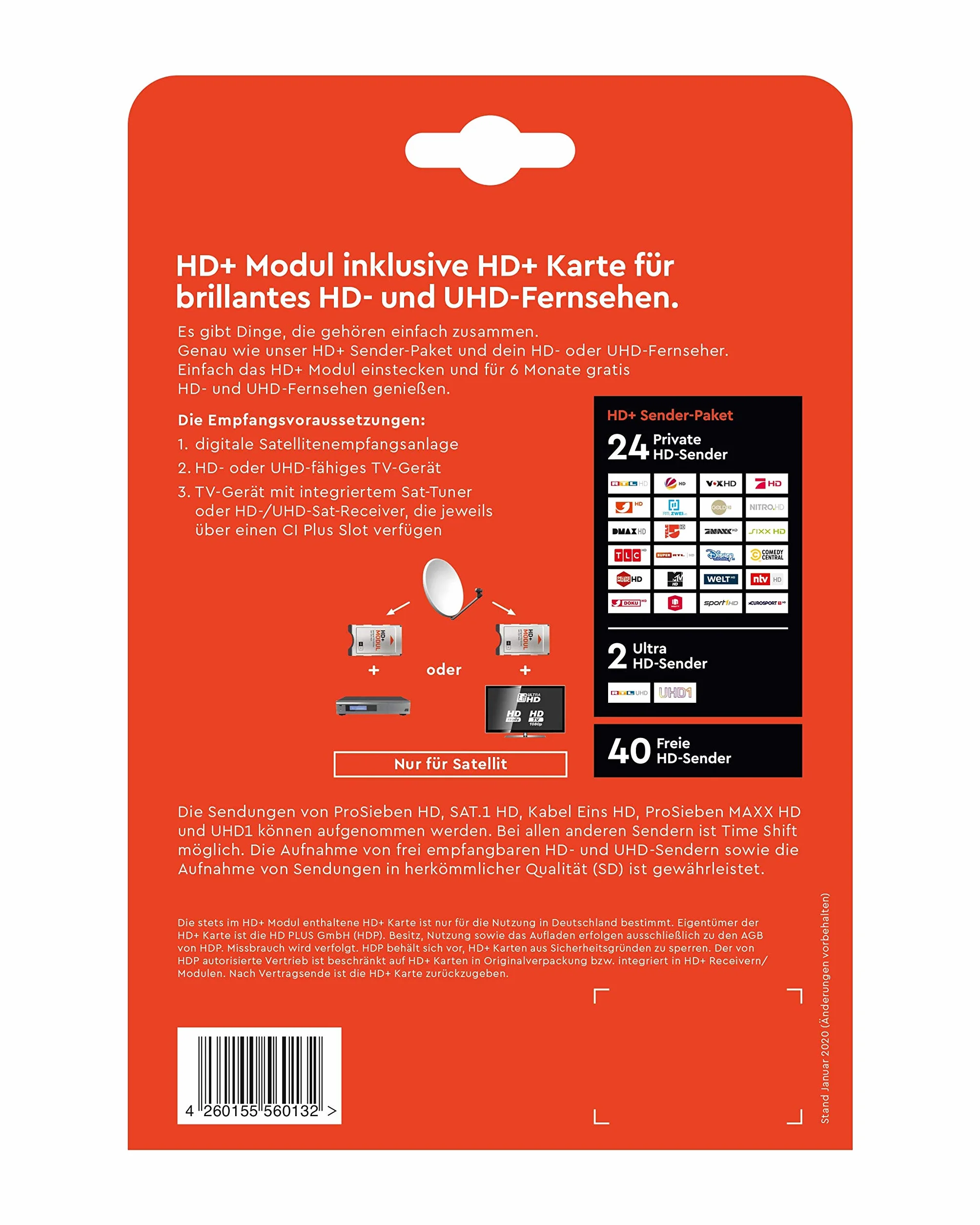 SmardTV CI+ Modul incl. HD+ Smartcard per 12 mesi di programmi HD+ (per apparecchi dotati di porta CI+) [Importato da Germania]