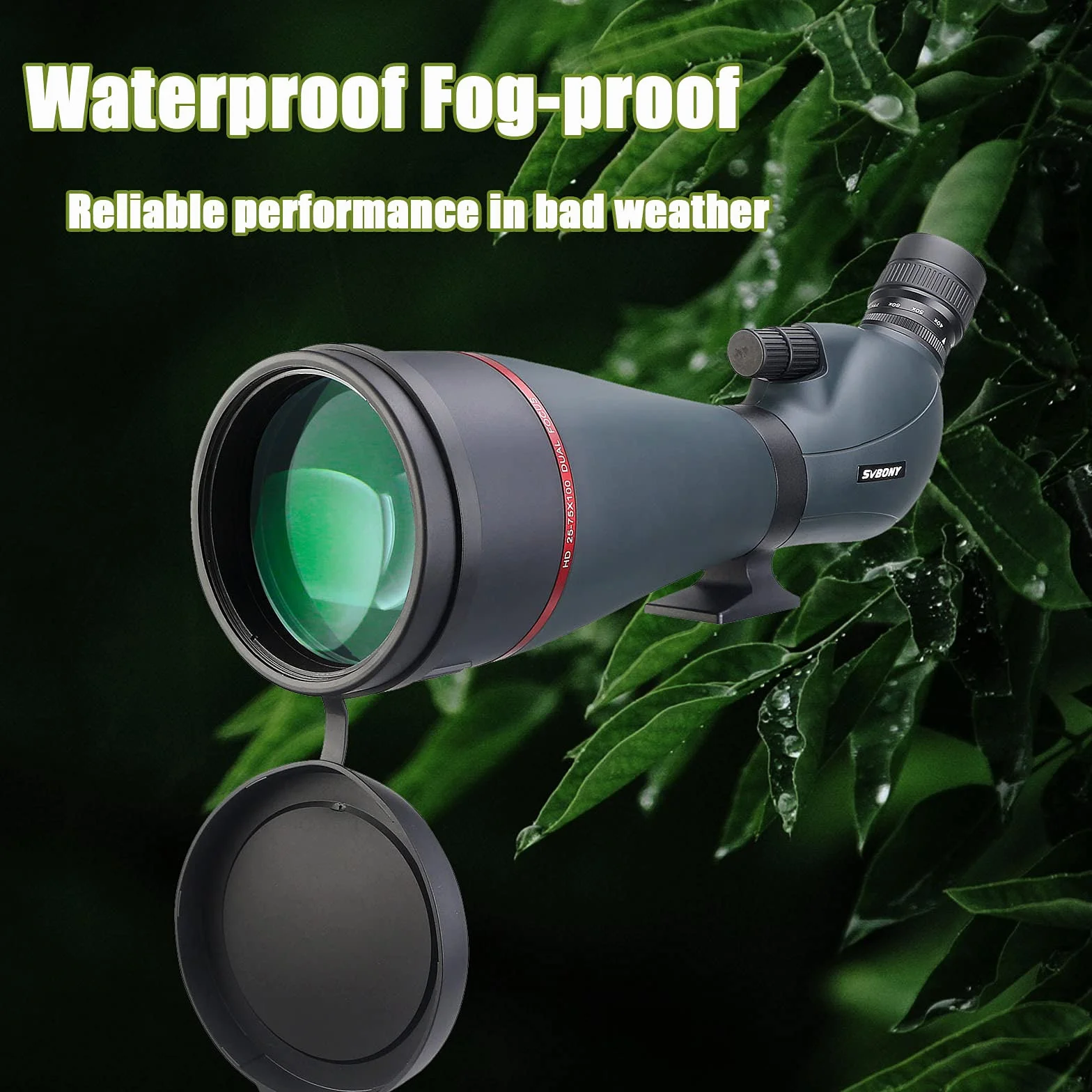Svbony SV406 Spotting Scope 25-75x100, Prisma con Rivestimento Porro FMC a Doppia Messa a Fuoco, Cannocchiali Angolati Impermeabili HD per Astronomia Luna Birdwatching Scenario della Fauna Selvatica