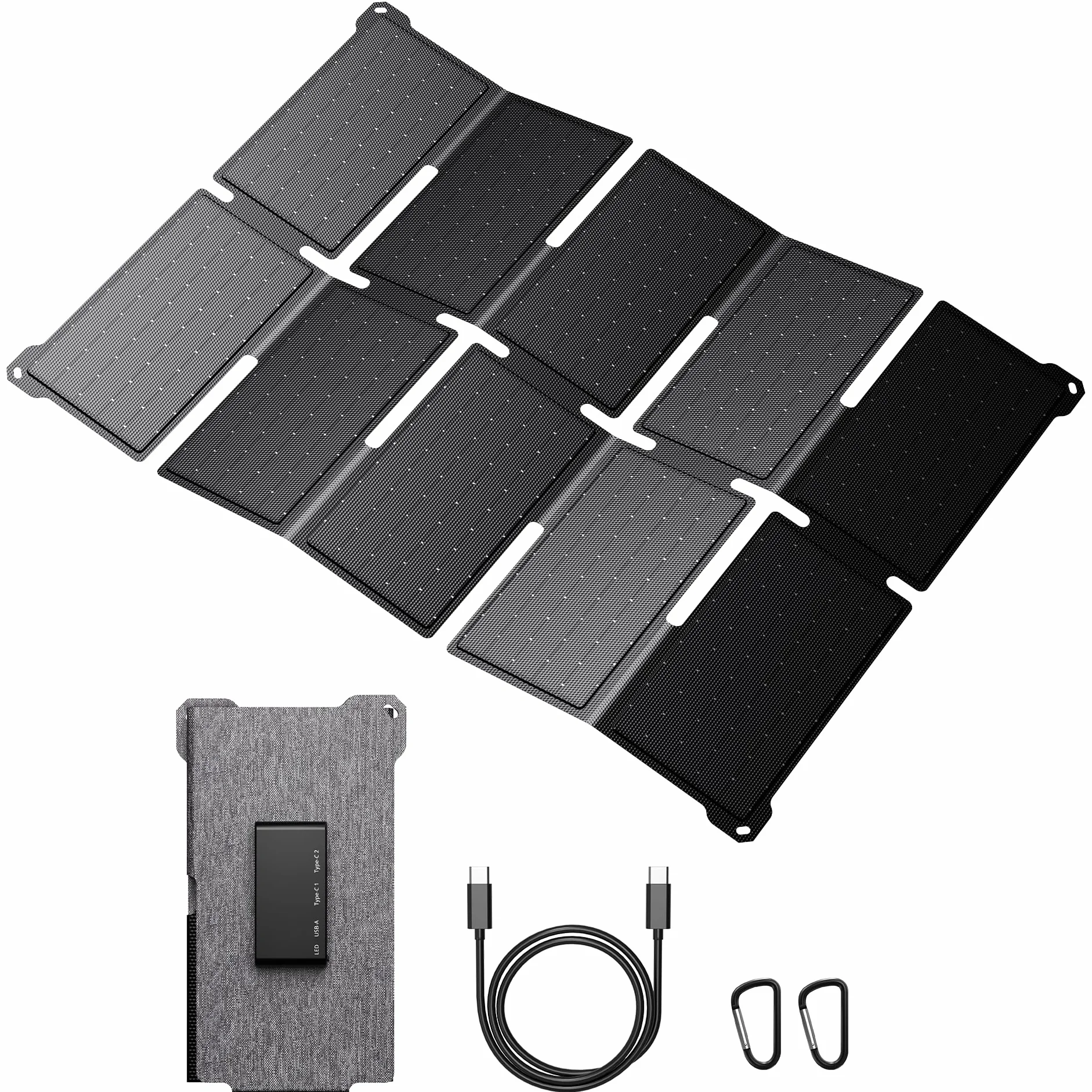 BigBlue Caricabatterie Solare Portatile 35W con Ricarica Rapida USB-A e PD25W USB-C per Camping e Trekking, 0,7 kg Impermeabile IP68, Caricabatterie Solare Pieghevole per iPhone/Android iPad Powerbank