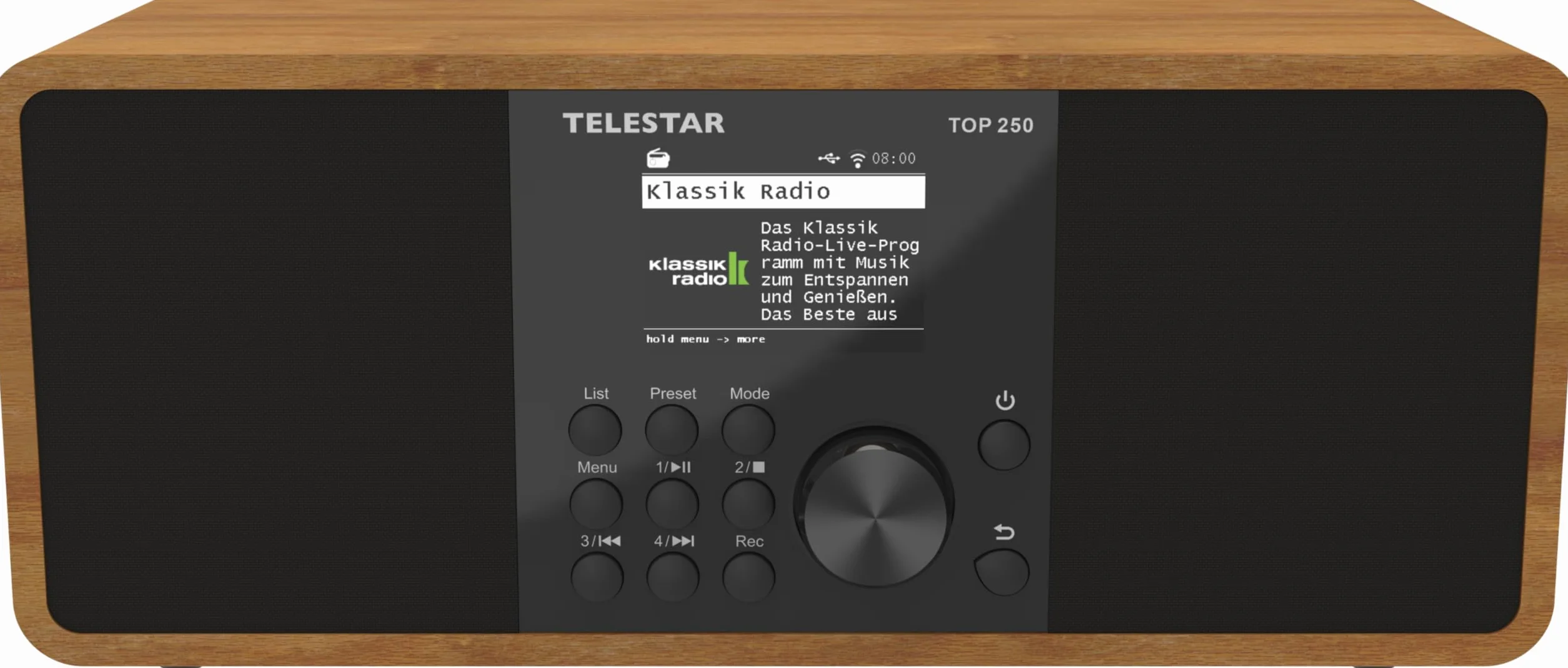 TELESTAR TOP 250 Radio DAB+ Internet Bluetooth Audio-Streaming 2x10W USB registrazione Legno