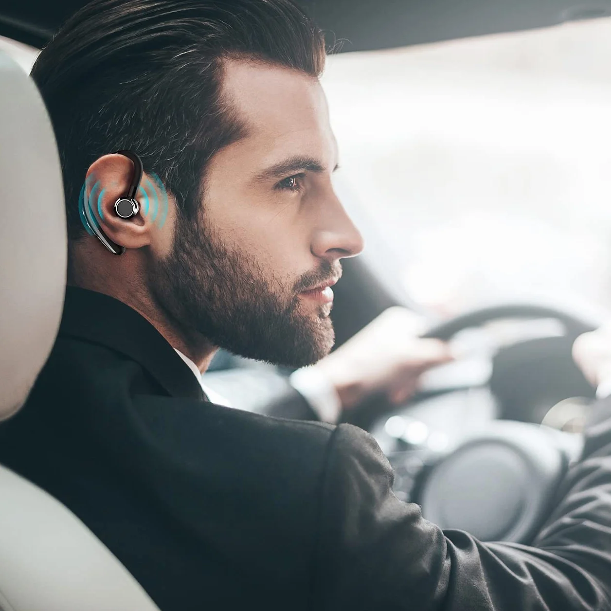 Cuffie Bluetooth CVC6.0 cancellazione del rumore, cuffie wireless stile business vivavoce auricolare senza fili con microfono, 280 ore di standby, auricolare Bluetooth singolo senza mani (nero)