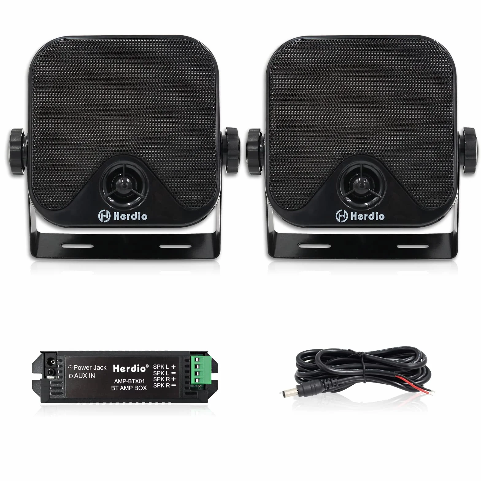 Herdio 100W 10.2cm Impermeabile Bluetooth Speaker Box per Marina Boat ATV UTV Nero