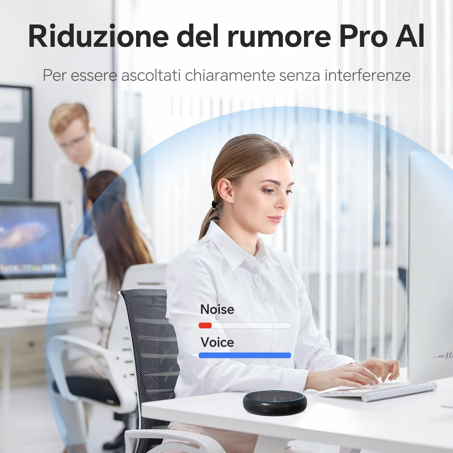 Altoparlante per Conferenze Microfono Bluetooth USB per Pc, cancellazione del rumore, ripresa vocale a 360°43 ore di standby, compatibile con Zoom, Teams, Skype, Home Office