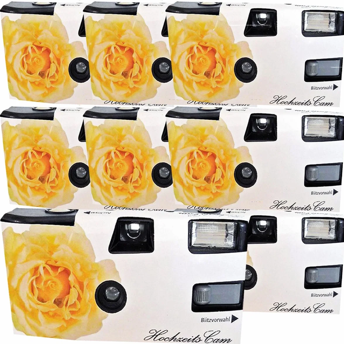 8 X 1A PHOTO PORST Fotocamera usa e getta, edizione rosa nuziale, con flash, batterie e film (confezione da 8 pezzi, 27 scatti)