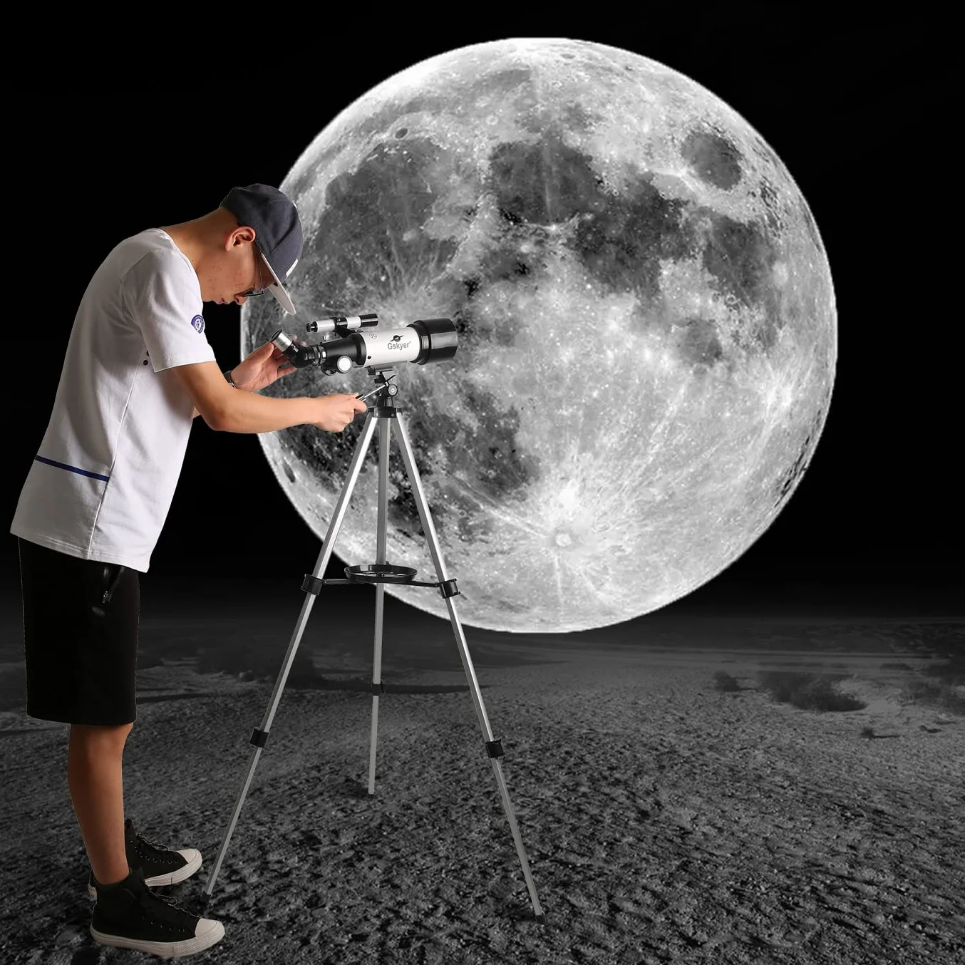 Gskyer Telescopio, apertura 70 mm, 400 AZ, rifrazione astronomica per bambini e principianti telescopio da viaggio adulto D-70400
