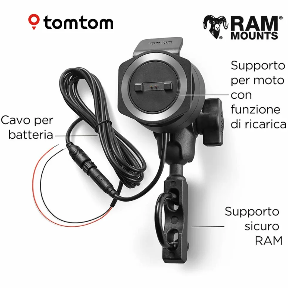 TomTom Navigatore Satellitare per Moto Rider 500 (Mappe Europa 49 Paesi, Percorsi Tortuosi e Collinari per Moto, Aggiornamenti Tramite Wi-Fi, Avvisi Traffico e Autovelox)