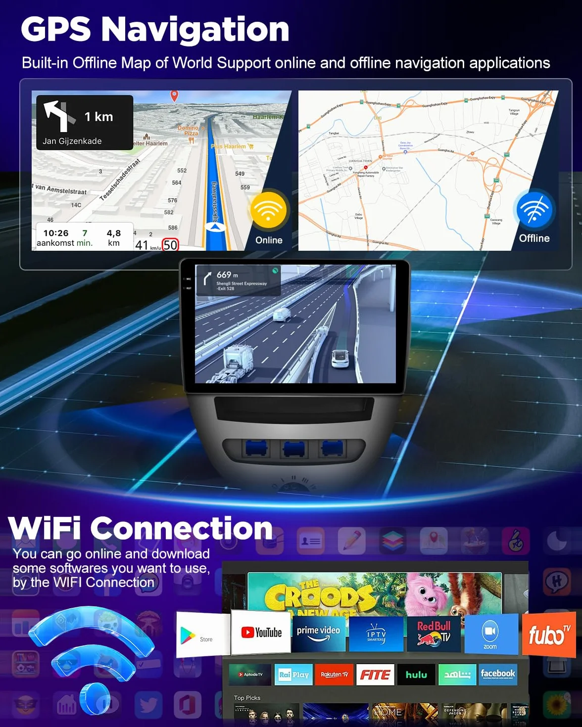 NHOPEEW 4+128G Autoradio per Peugeot 107 / Citroen C1 / Toyota Aygo 2004-2014 con Carplay Android Auto - Schermo incell da 10 pollici Supporto WiFi GPS Comandi al volante + Telecamera di retromarcia