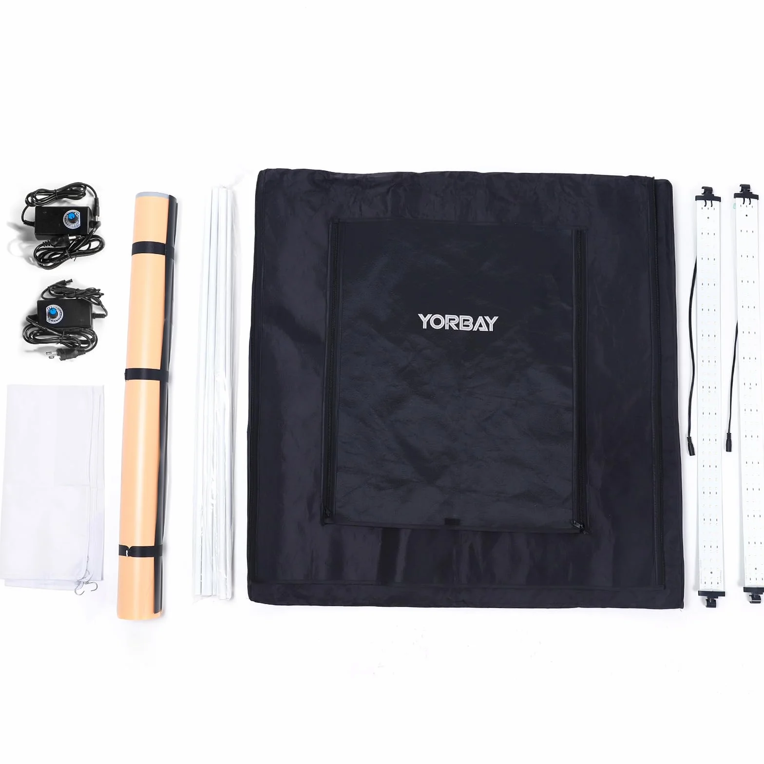 Yorbay Fotostudio Set per studio fotografico 80 x 80 x 80 cm, CRI 95+, con 4 pellicole in PVC (nero, bianco, grigio, bianco caldo)