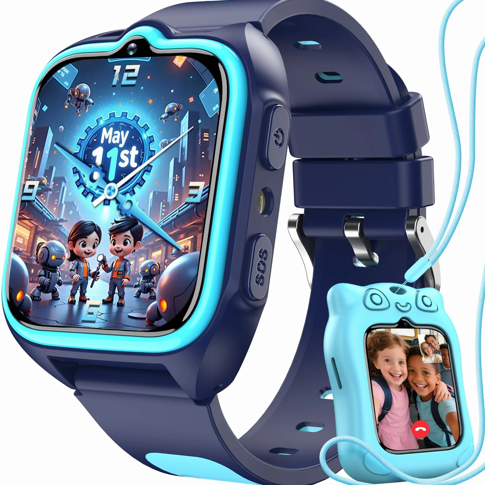 Blackview Smartwatch per Bambini, 1.75 Inch TFT Smartwatch Chiamate GPS 4G, Chat Vocale, Videochiamata, SOS, Gioco, Fotocamera, Calcolatrice, Contapassi, Sveglia, Batteria da 800 mAh