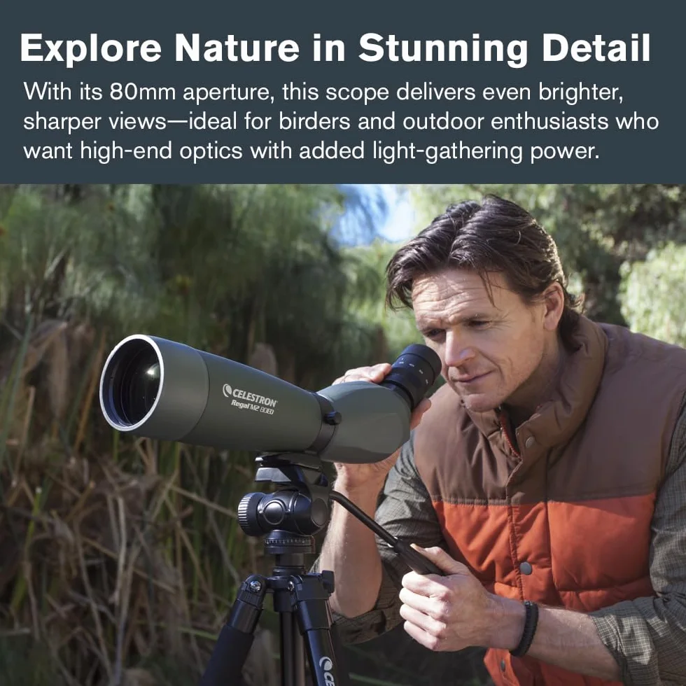 Celestron 52305 Regal M2 20-60x80 mm ED, cannocchiale da osservazione con zoom angolare, ottiche multistrato, prismi in vetro BaK-4, corpo leggero in lega di magnesio e custodia imbottita, verde