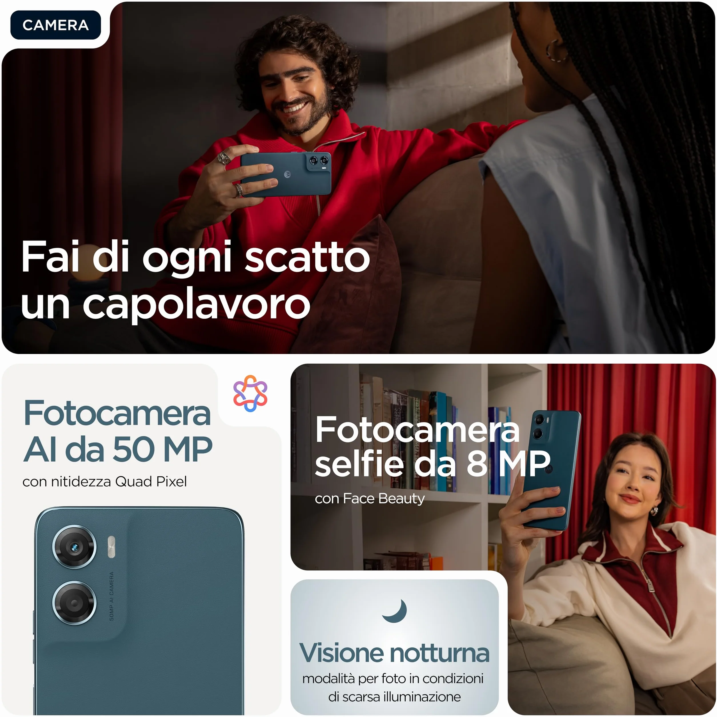 Motorola moto g06 (4/256GB, Fotocamera 50MP+flicker cam, selfie 8MP, Display HD+ 6.88", MediaTek Helio G81 Extreme, 5200mAh, Android 15), Tapestry