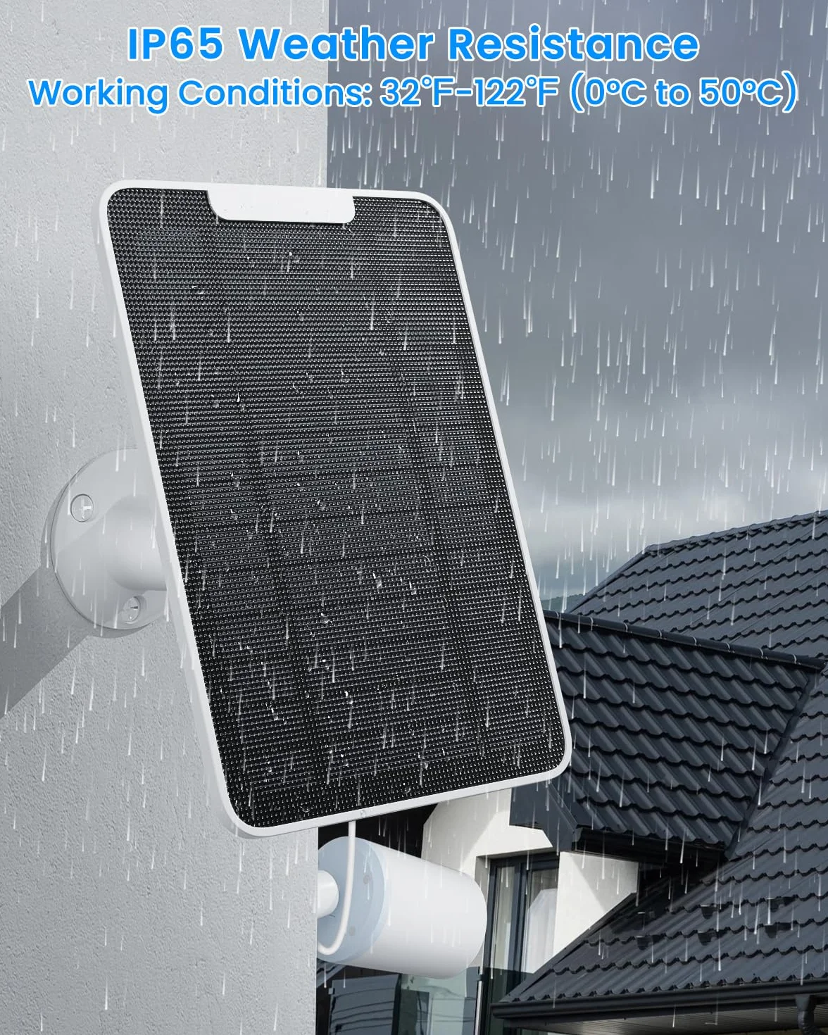 Caricatore per pannello solare compatibile con fotocamera Arlo Essential Spotlight/XL, caricatore per pannello solare Arlo Essential da 5 W, impermeabile IP65, cavo micro USB da 3 m e montaggio a