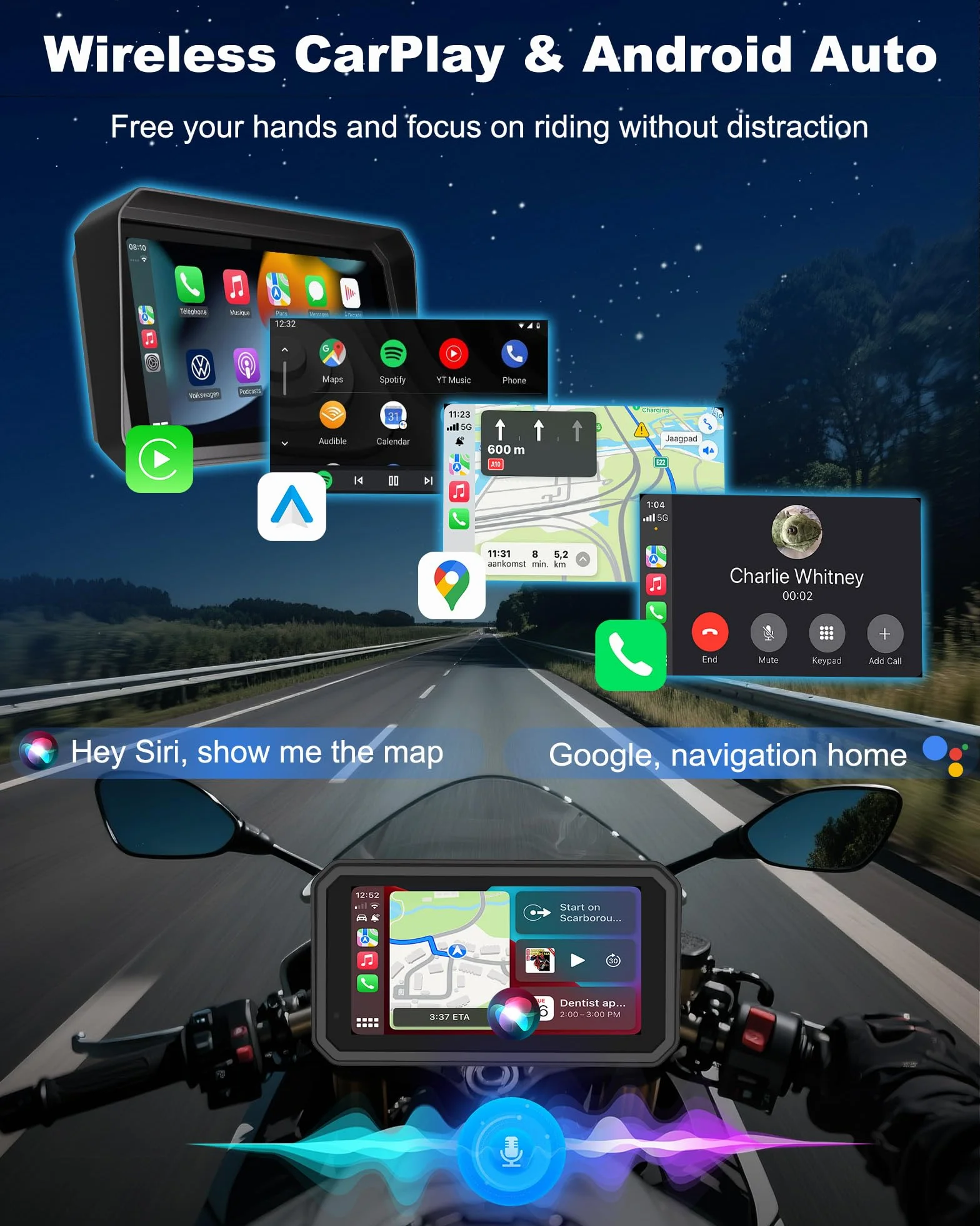 Navigatore Moto 4K Carplay Android Auto 6,25 Pollici Dashcam GPS Bluetooth 64GB