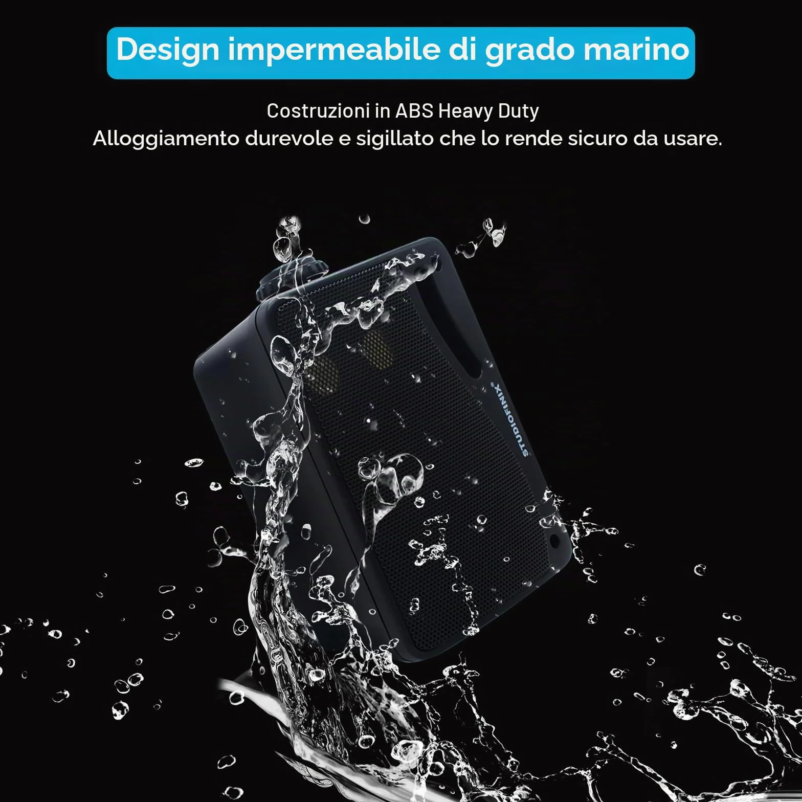 STUDIOFINIX Altoparlanti impermeabili per esterni 3,5 pollici 3 Way 200W Marine Wall Mount Speakers ABS Grill Black