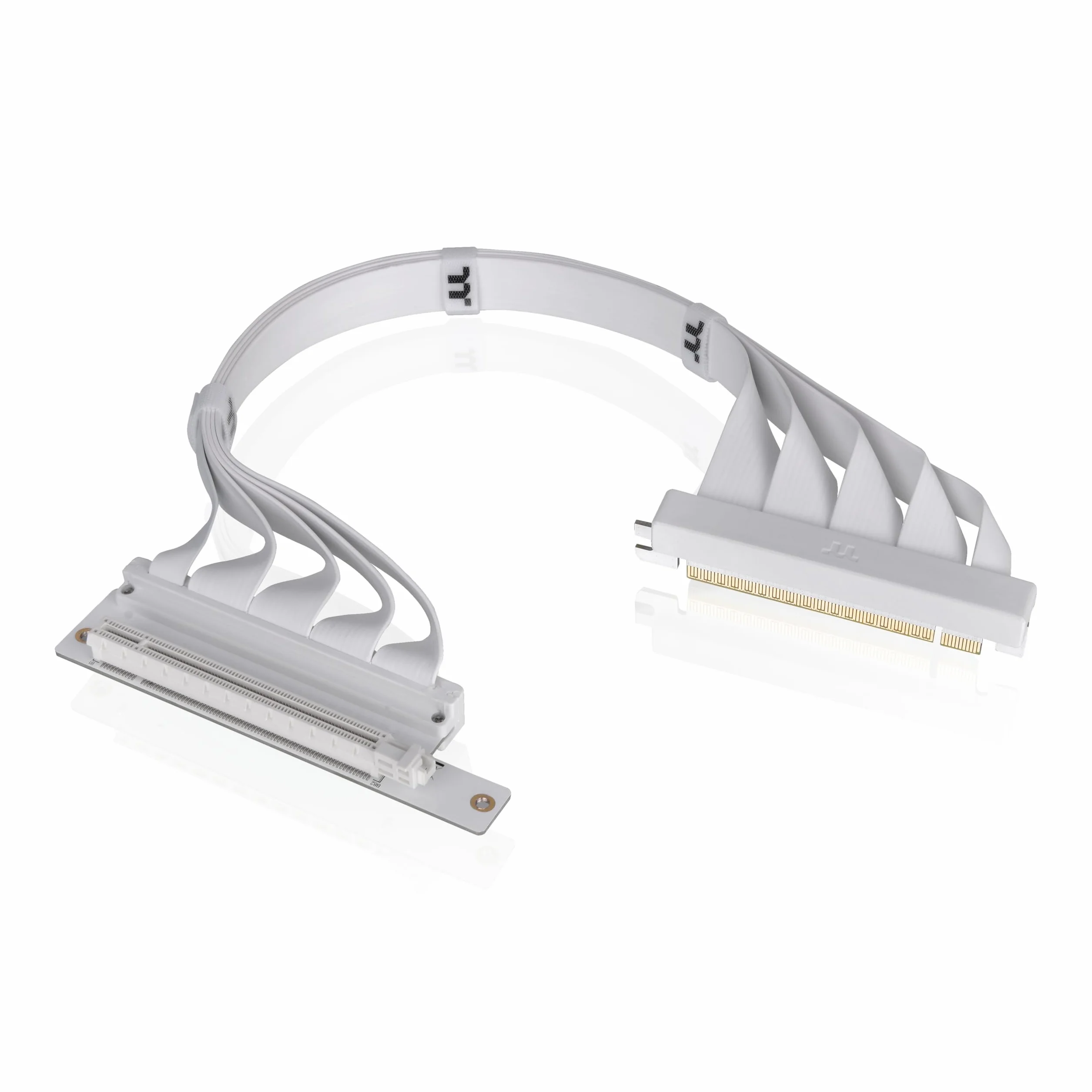 Thermaltake Cavo riser PCIe 4.0 con connettori a 90°; bianco; trasmissione ad alta velocità da 16 Gbps; 400 mm; schermatura EMI; AC-077-CO6OTN-C1; 3 anni di garanzia