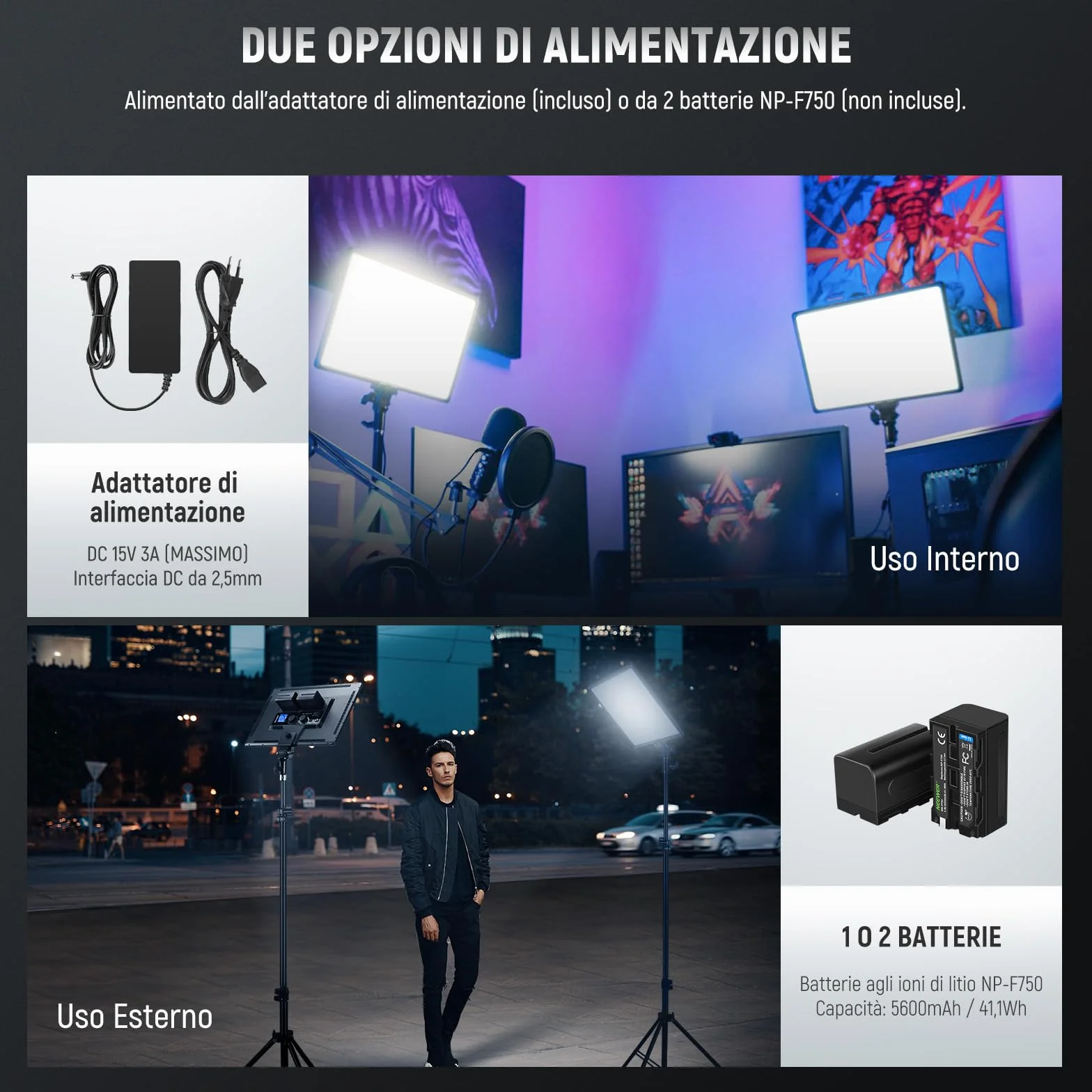 NEEWER Kit Illuminazione Fotografia di 18" Pannello Luce Video LED + Stativo Telecomando Panno Pulizia, 2pz Key Light 45W Dimmerabile Bicolore da Studio 3200K-5600K CRI97+ 4800Lx per Streaming Riprese