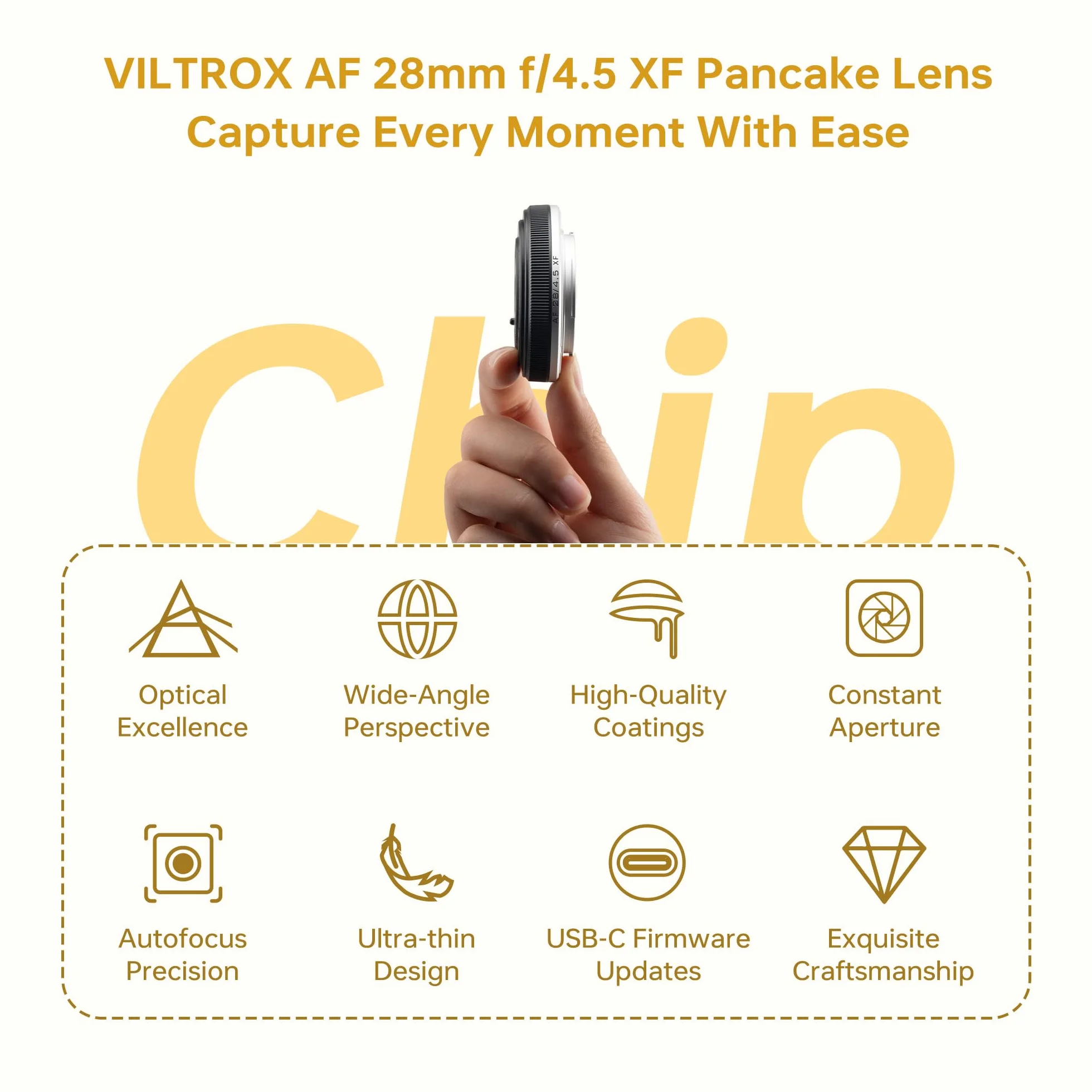 VILTROX 28mm f/4.5 F4.5 Pancake XF Obiettivo Autofocus Grandangolare Chips-Size Obiettivo Compatibile con Fotocamere Fujifilm X-Mount X-A1 X-A2 X-A3 X-A5 X-H1 X-T1 X-T100 X-PRO1 e altro