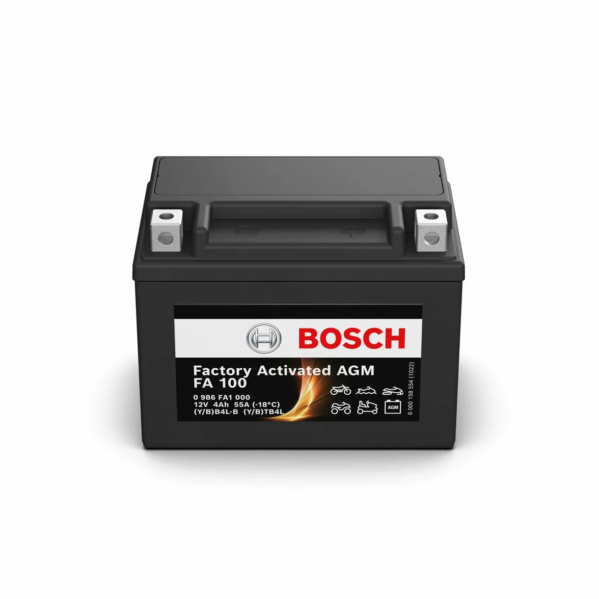Bosch FA100 Batteria AGM per Motocicli 12V 55A 4Ah Compatibile M4F17 BB4L-B BTB4L