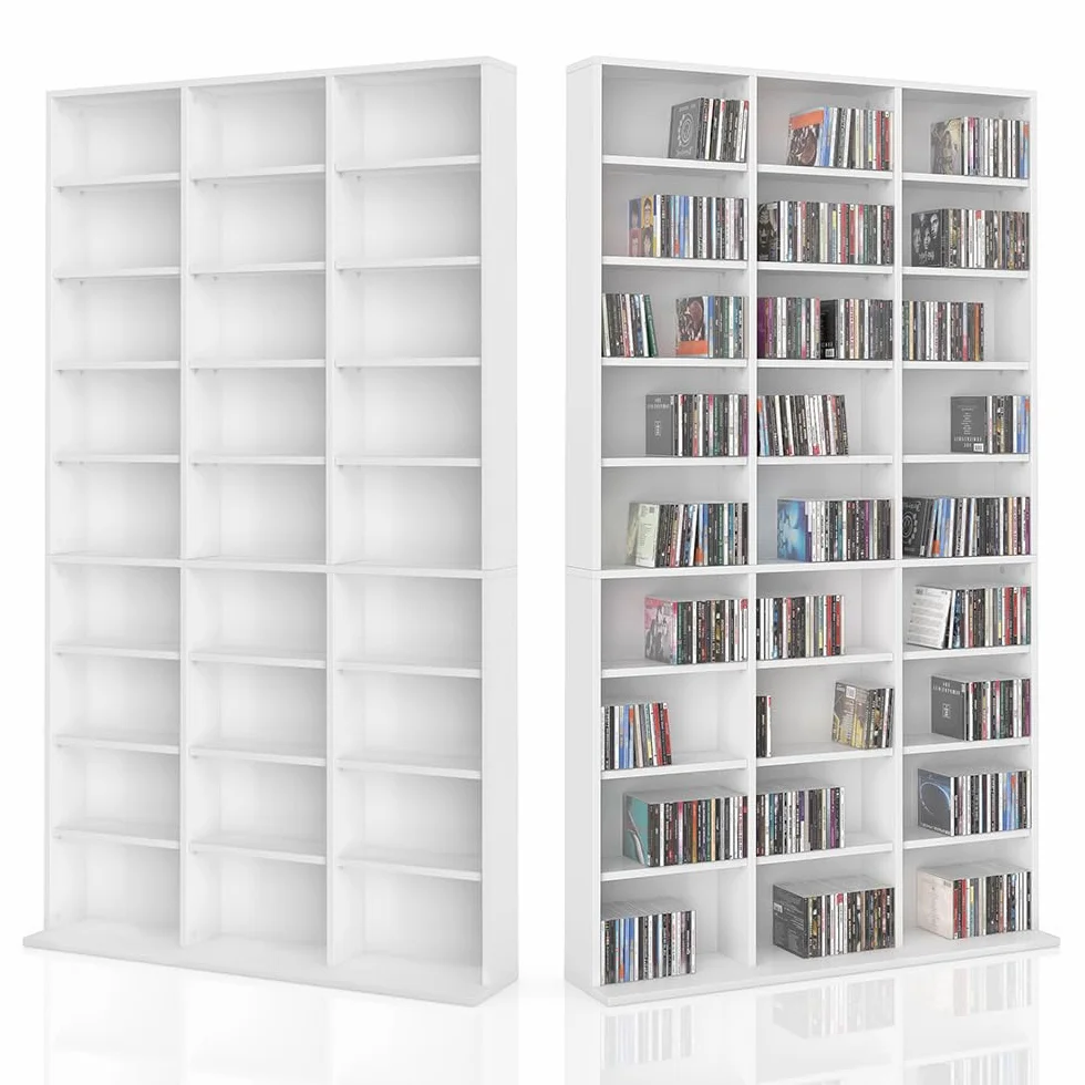 Vicco Scaffale porta cd Jukebox, Bianco, 102 x 178 cm