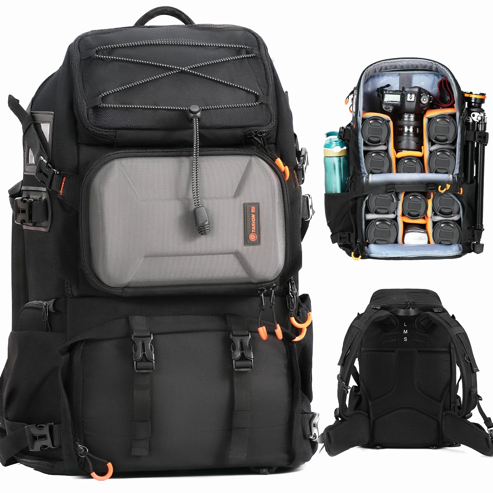 TARION Zaino Fotografico Grande per Fotocamera: Borsa Fotografica per Obiettivi Treppiede Laptop 17,3" Zaino Fotocamera Reflex Grande Capacità Viaggio Trekking Camping Pro PB02