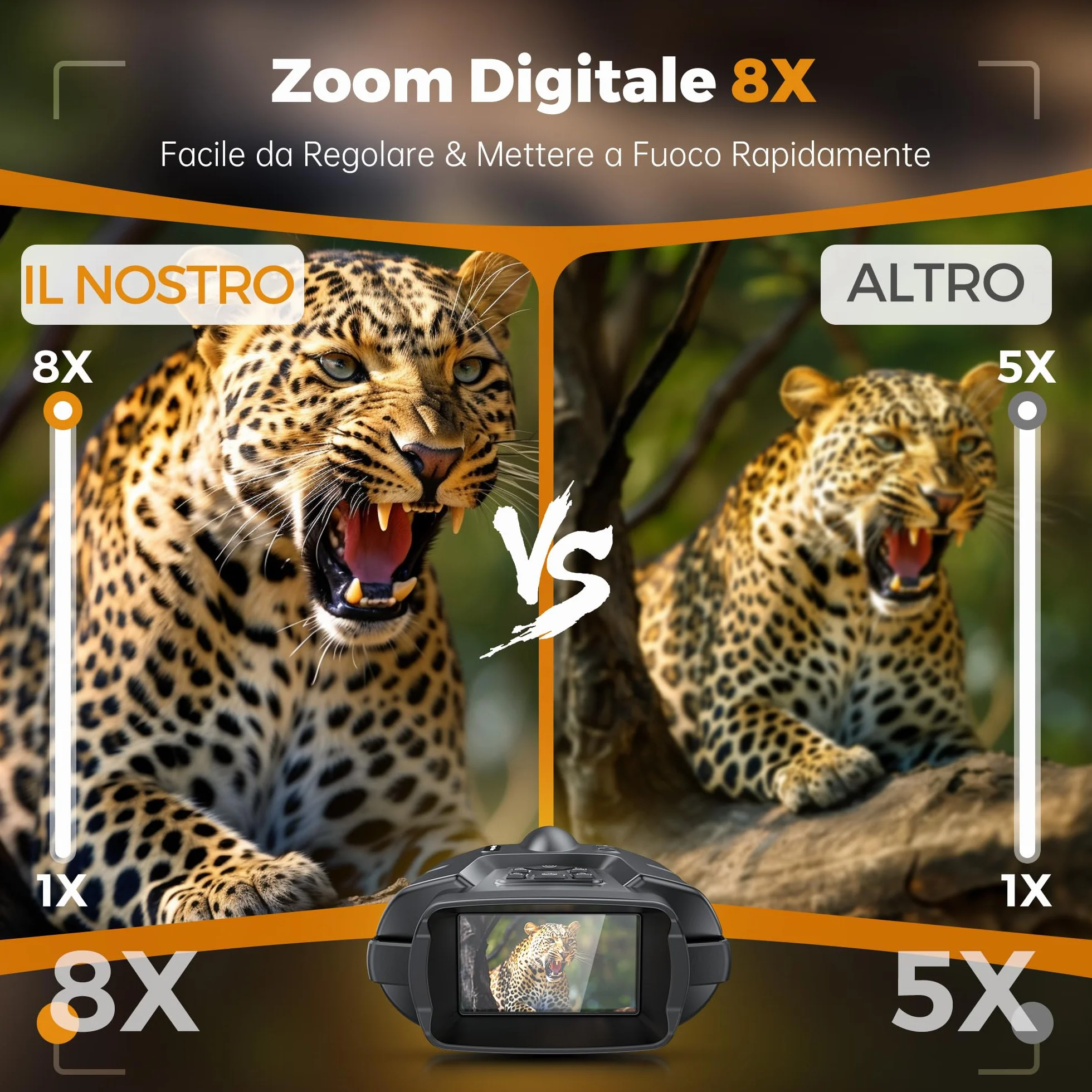 tkwser - Dispositivo per la visione notturna, 4 K, 8 X, digitale, visione notturna a infrarossi, 5000 mAh, distanza visiva, 600 m, schermo TFT UHD da 3”, impermeabilità IP65, per la caccia e il