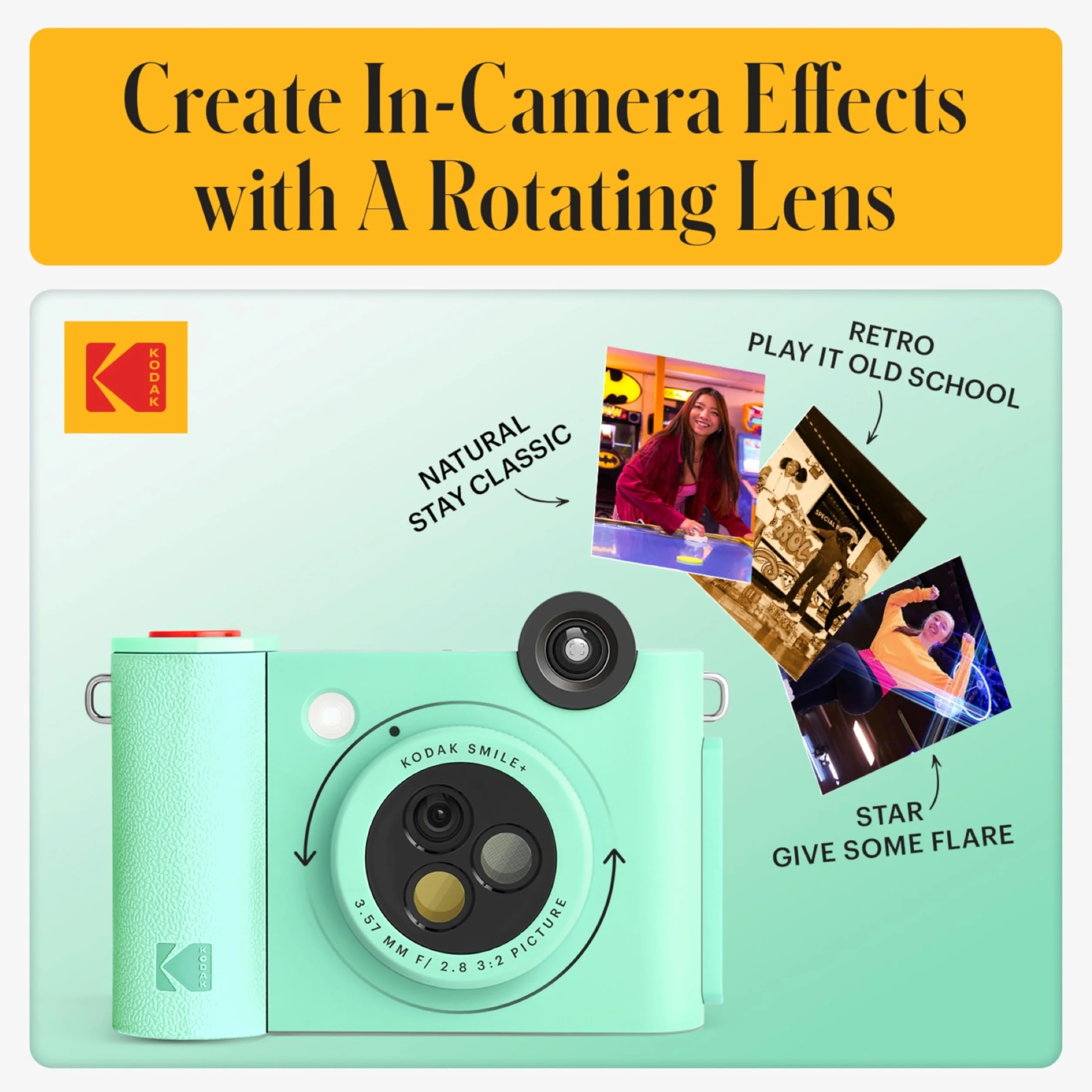 KODAK Smile+ 2-in-1 Fotocamera & Stampante Foto Bluetooth - Pacchetto Iniziale + Custodia Morbida + Carta Zink 20pz - 10MP - Verde