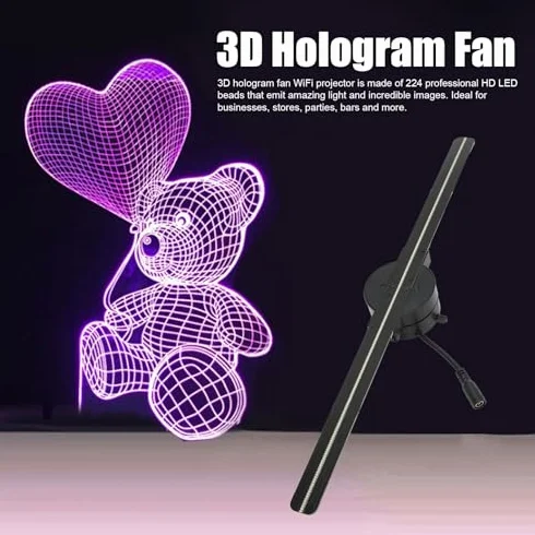Yctze Ventilatore Ologramma 3D Ventilatore Ologramma 3D Proiettore WiFi 3D 16,5 Pollici 2000x224 Perline Luminose a LED Pubblicità 100?240 V