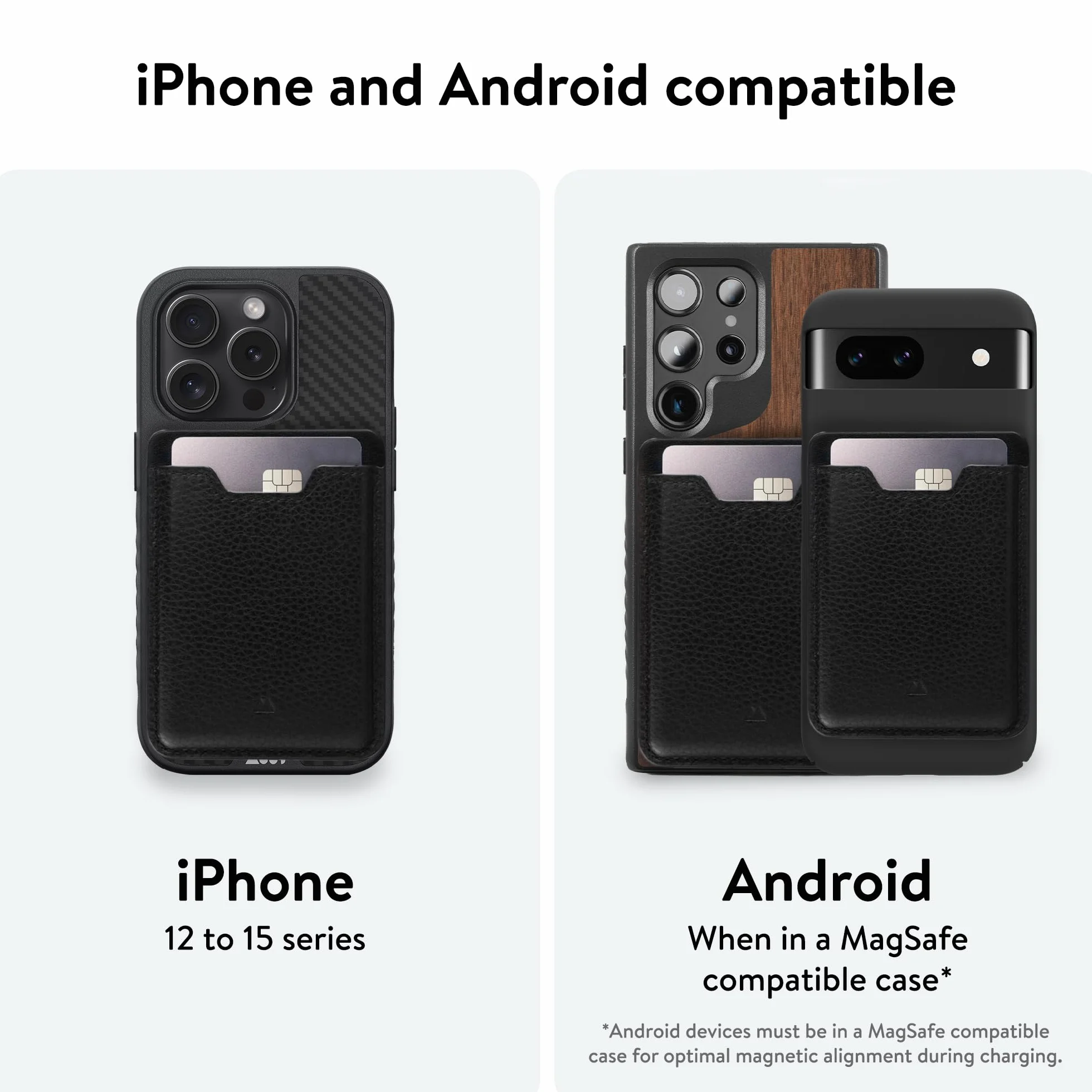 Mous - Portafoglio Magnetico MagSafe e Pixelsnap compatibile per iPhone 17, 16, 15, 14, 13, 12 e Pixel 10, Pelle Nero