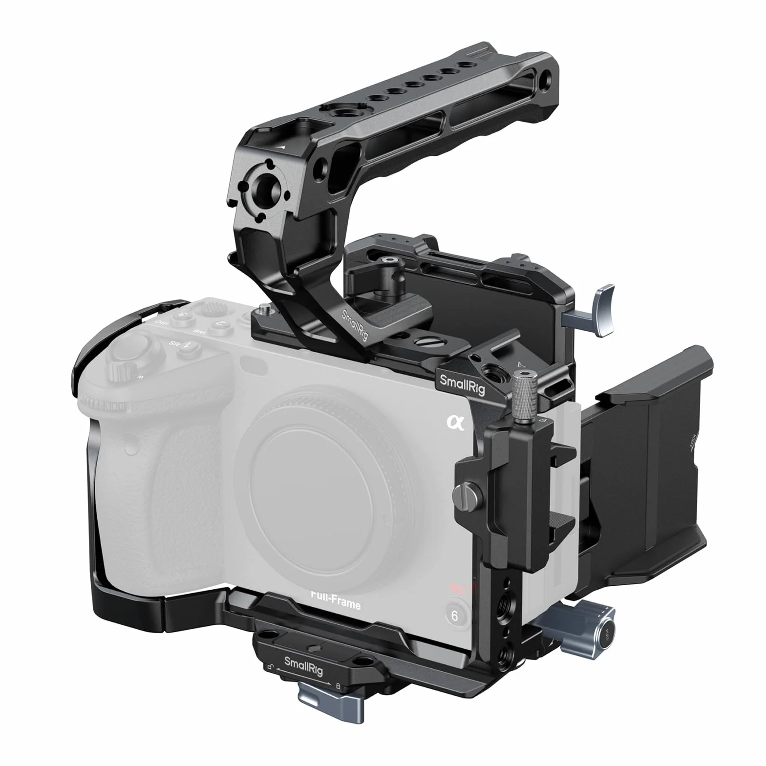 SmallRig Kit gabbia per Sony FX3 / FX30 con gabbia, piastra di montaggio batteria V-Mount, protezione schermo LCD, maniglia superiore, morsetto cavo per HDMI, guida NATO - 5823