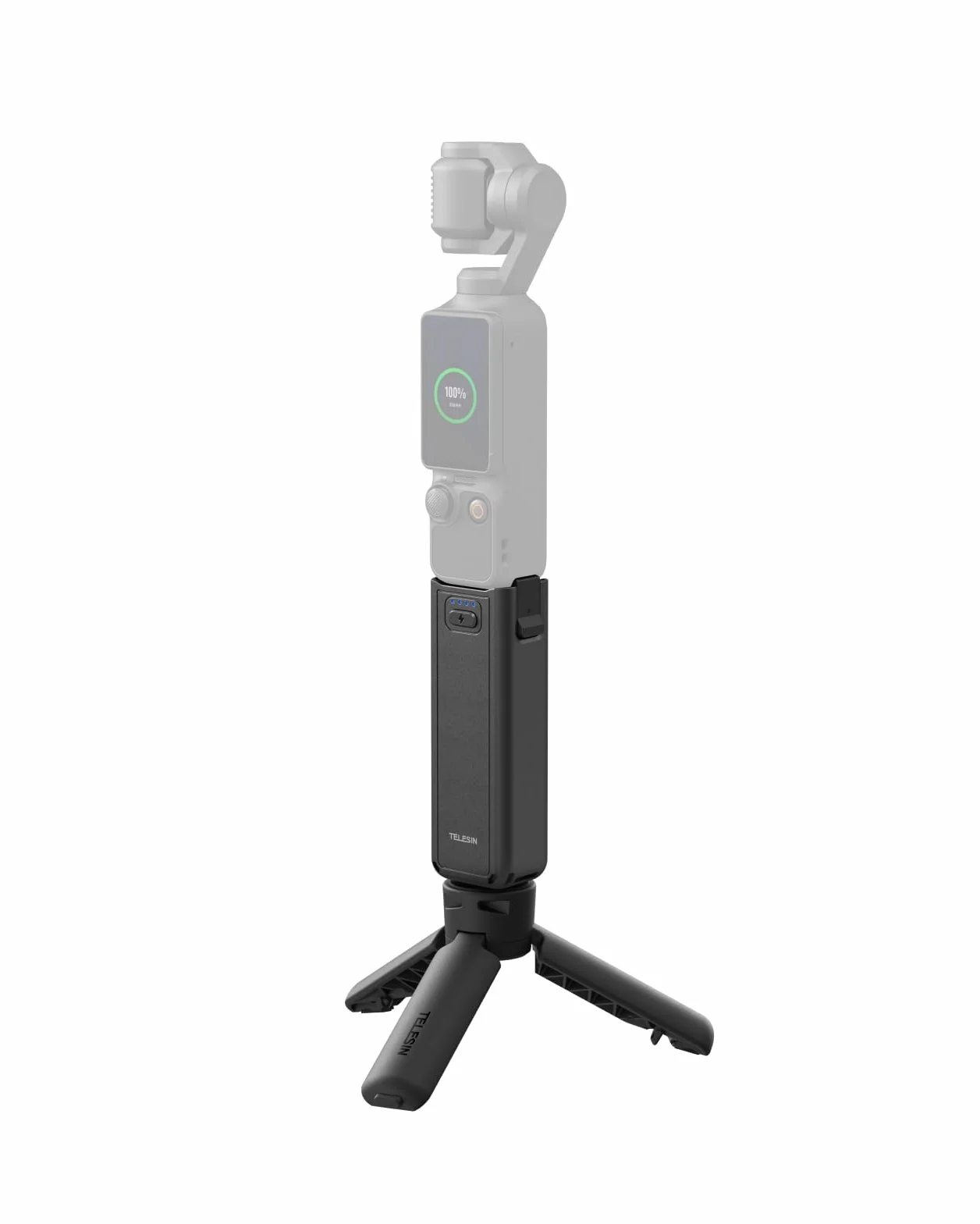 TELESIN Impugnatura Batteria con Treppiede per DJI Osmo Pocket 4/3, Power Grip 5000mAh, autonomia 1,3×, ricarica durante registrazione, grip vlog & treppiede portatile per viaggi e riprese outdoor