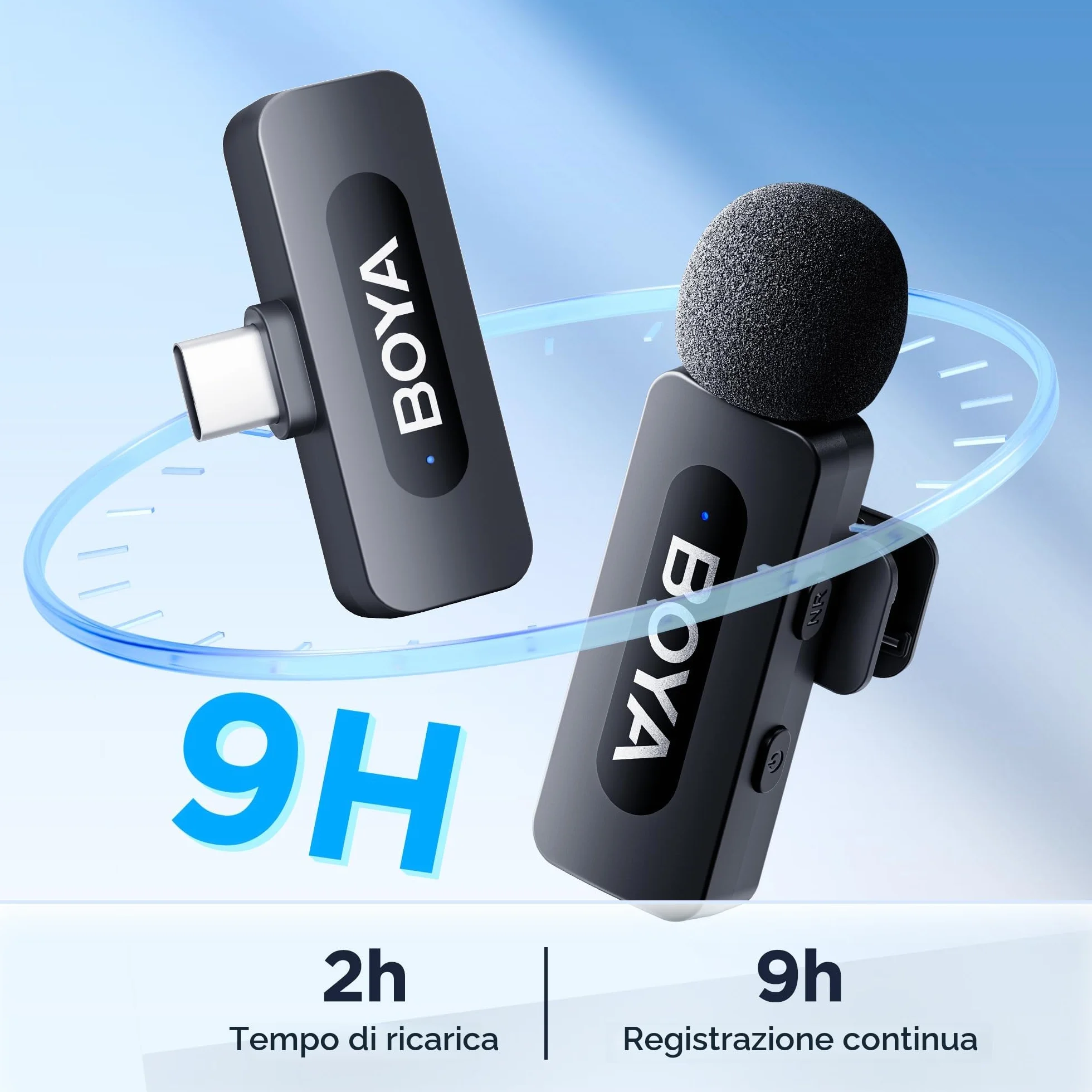 BOYA BY-V10 Microfono Lavalier Wireless USB-C, Mini Microfono Lpel per Smartphone iPhone 15/Android/Microfono Vlog Tipo-C per Youtube Podcast Facebook Vlogging Registrazione Video