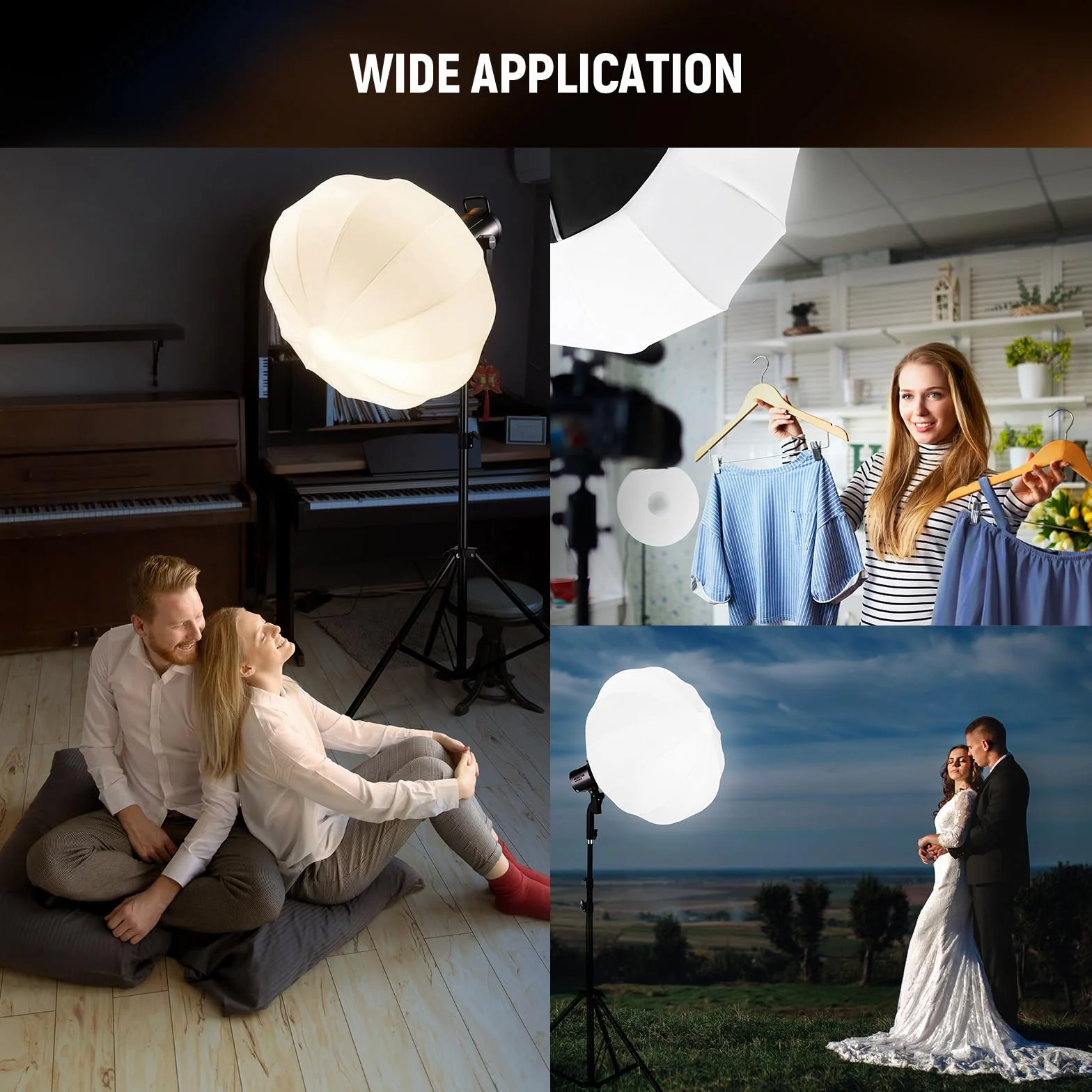 NEEWER Lanterna Softbox da 50 cm, diffusore di luce a 360° a sgancio rapido, montaggio Bowens, Softbox con lega di nylon leggera per luci video LED continue RGB CB60 CB60B CB200B MS60B MS60C MS150B